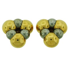 Boucles d'oreilles Marina B en or 18k et acier inoxydable des années 1980