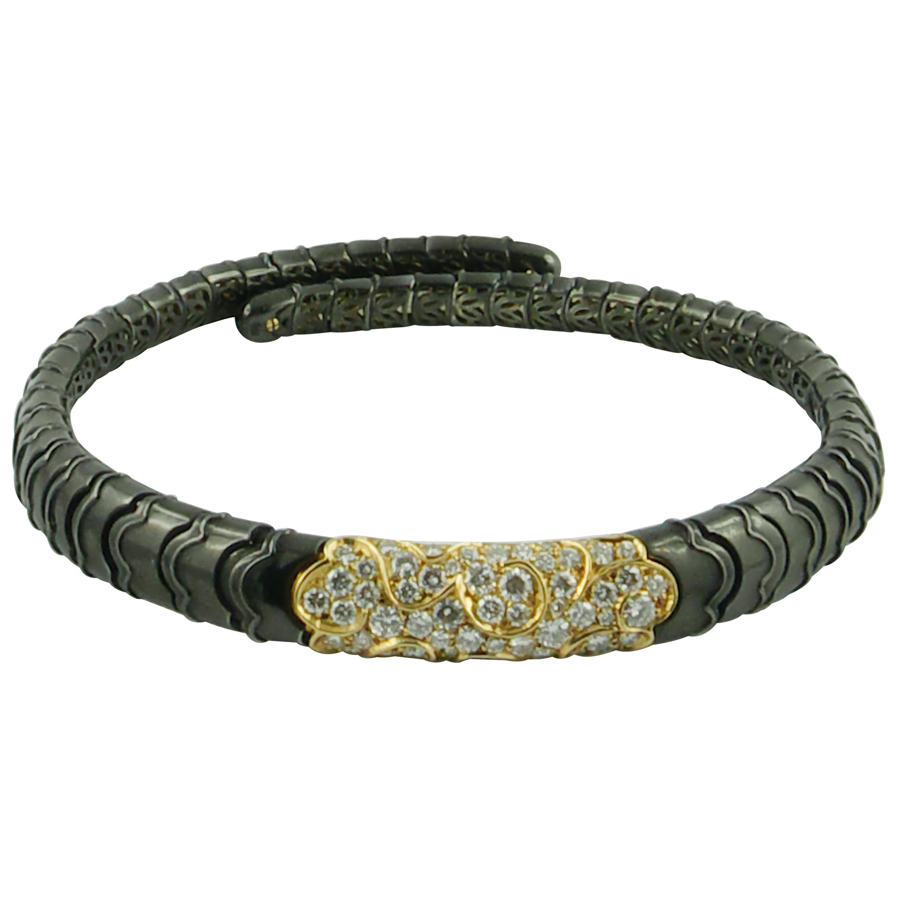 1980s Marina B Onda Choker Black Gold Diamond