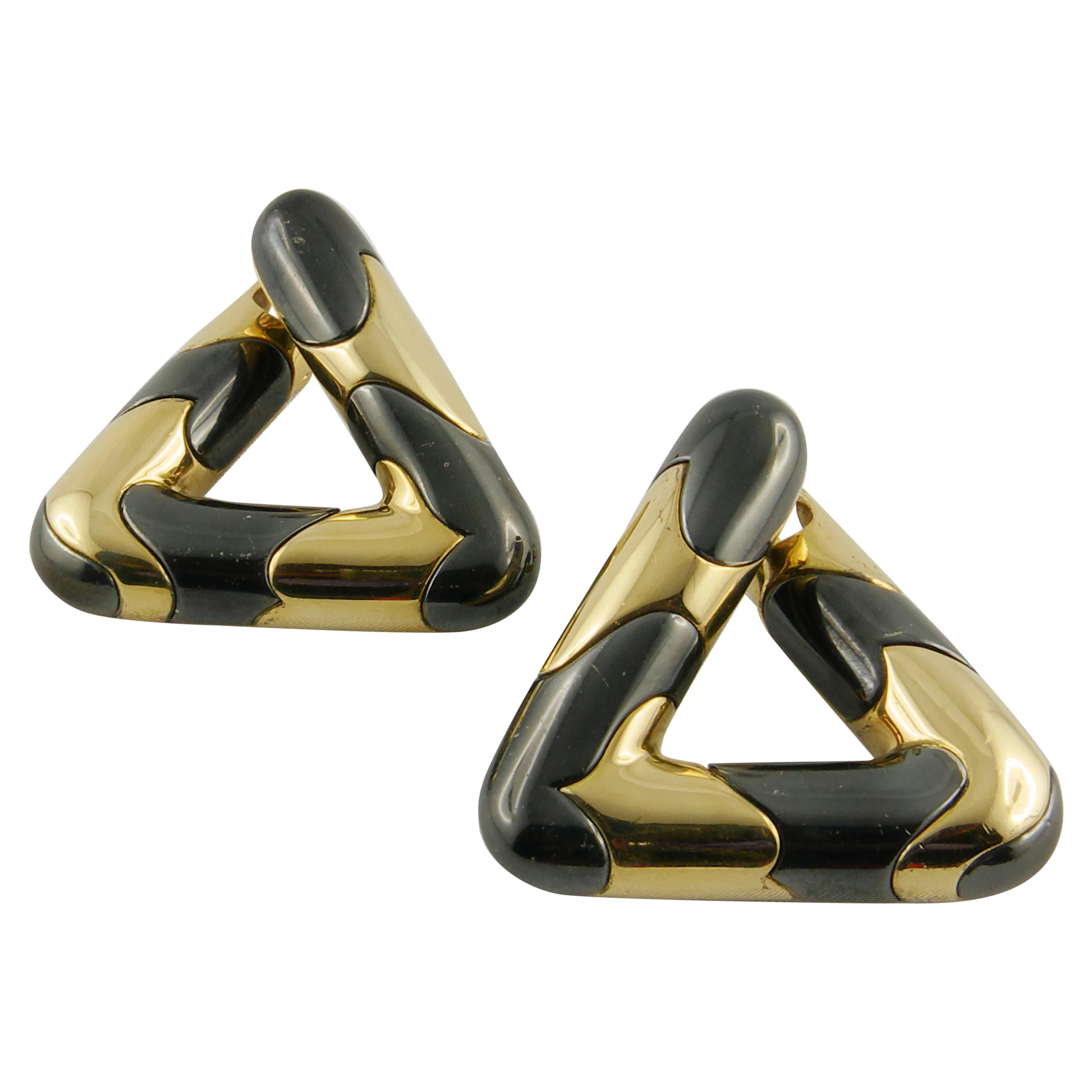 1980s Marina B’s Tom Collection Yellow Gold and Blackened Metal Earrings