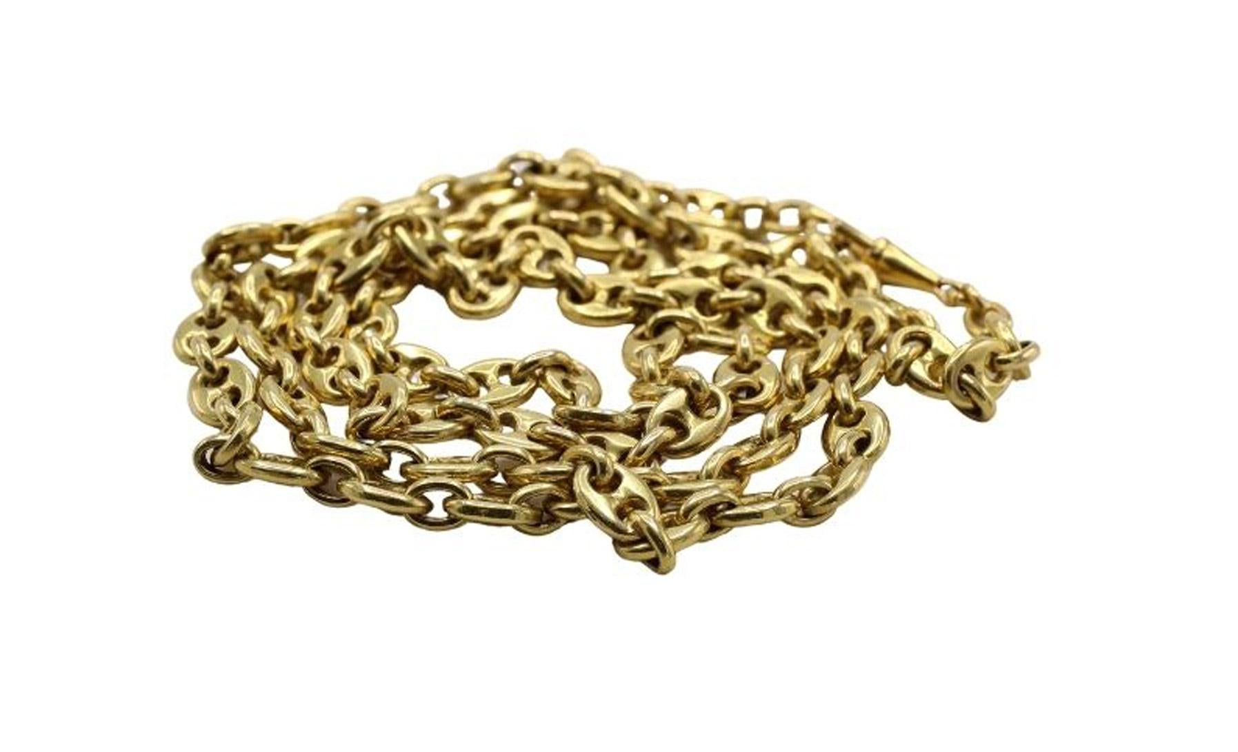 Chaine longue en or 18 carats Mariner Link des années 80 Excellent état - En vente à New York, NY