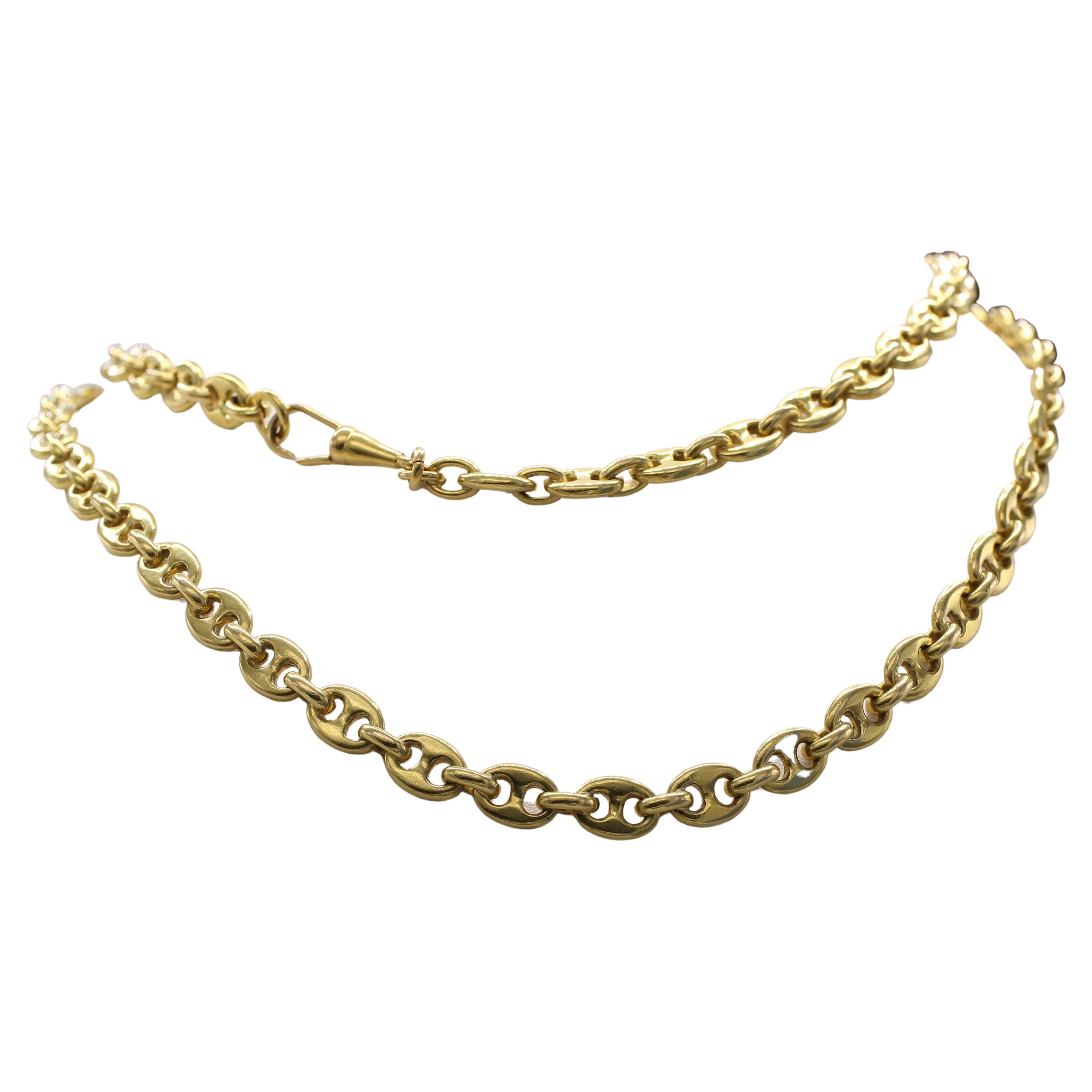 1980s Mariner Link 18 Karat Gold Long Chain