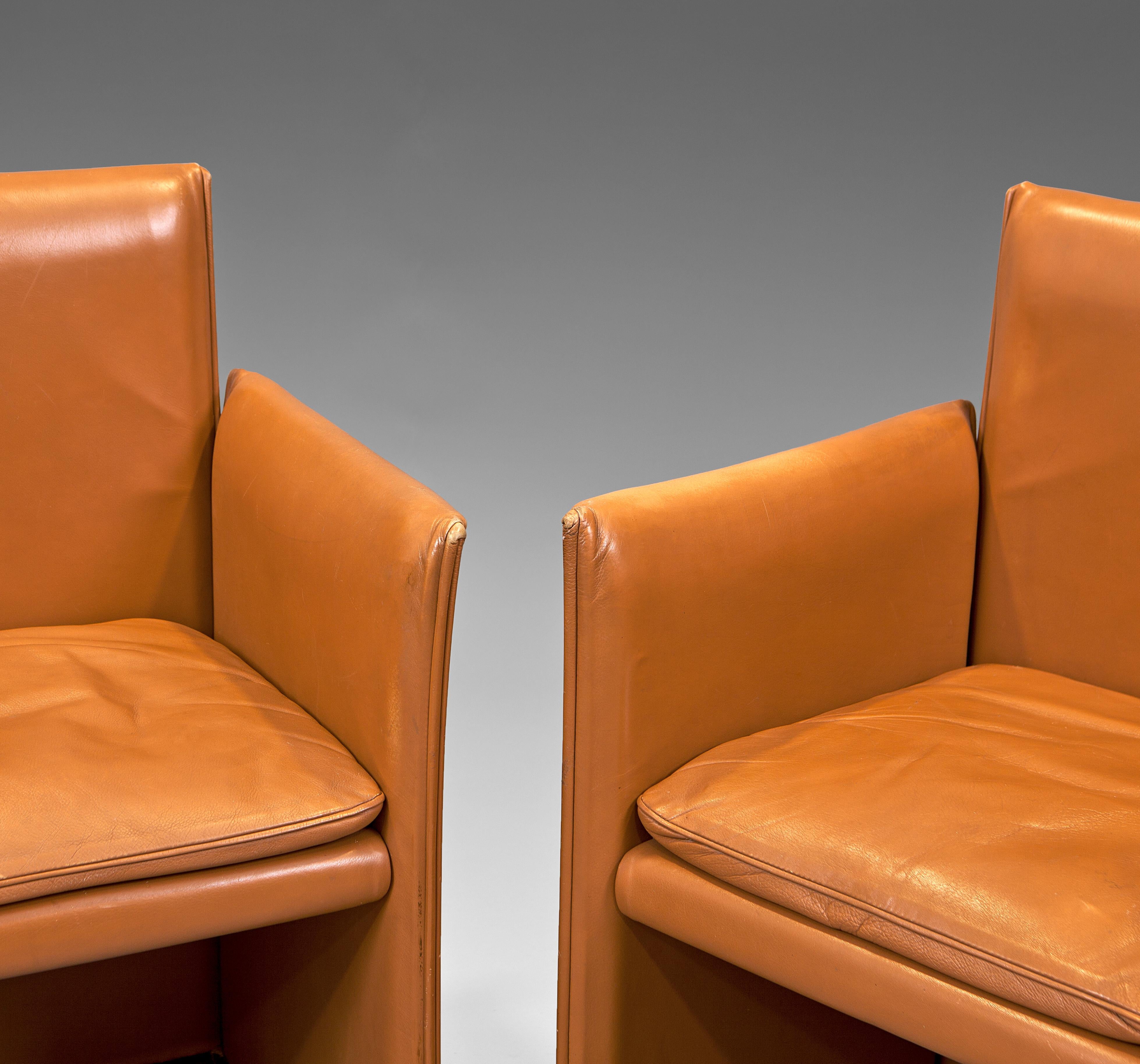 Italian 1980s Mario Bellini ''401 Break'' Leather Armchairs for Cassina For Sale