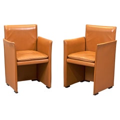 Retro 1980s Mario Bellini ''401 Break'' Leather Armchairs for Cassina