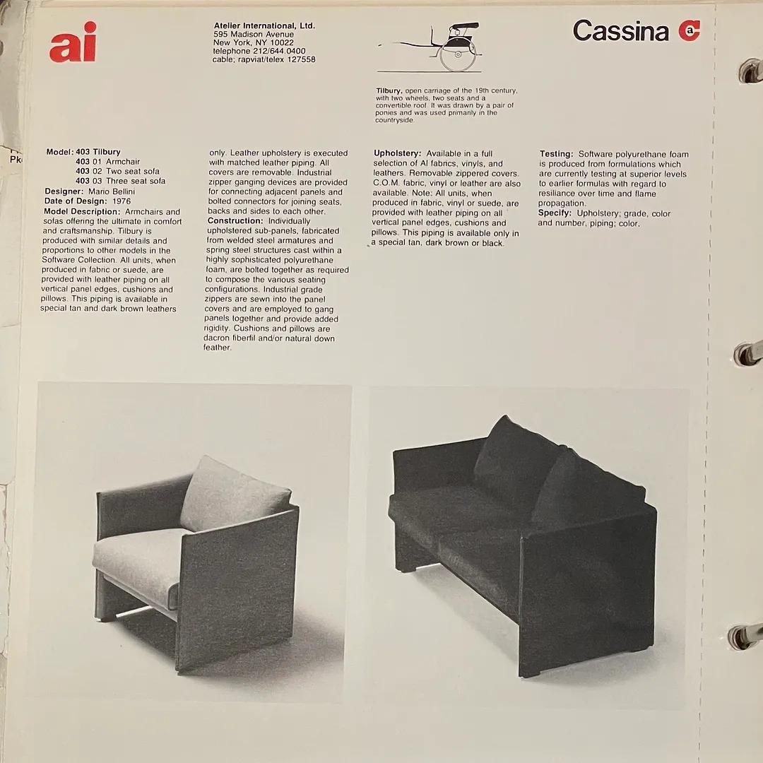 1980er Mario Bellini für Cassina Tilbury Sofa aus schwarzer Leder Software im Angebot 4