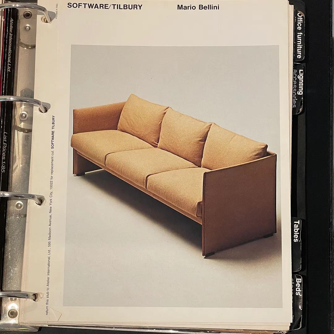 1980er Mario Bellini für Cassina Tilbury Sofa aus schwarzer Leder Software im Angebot 3