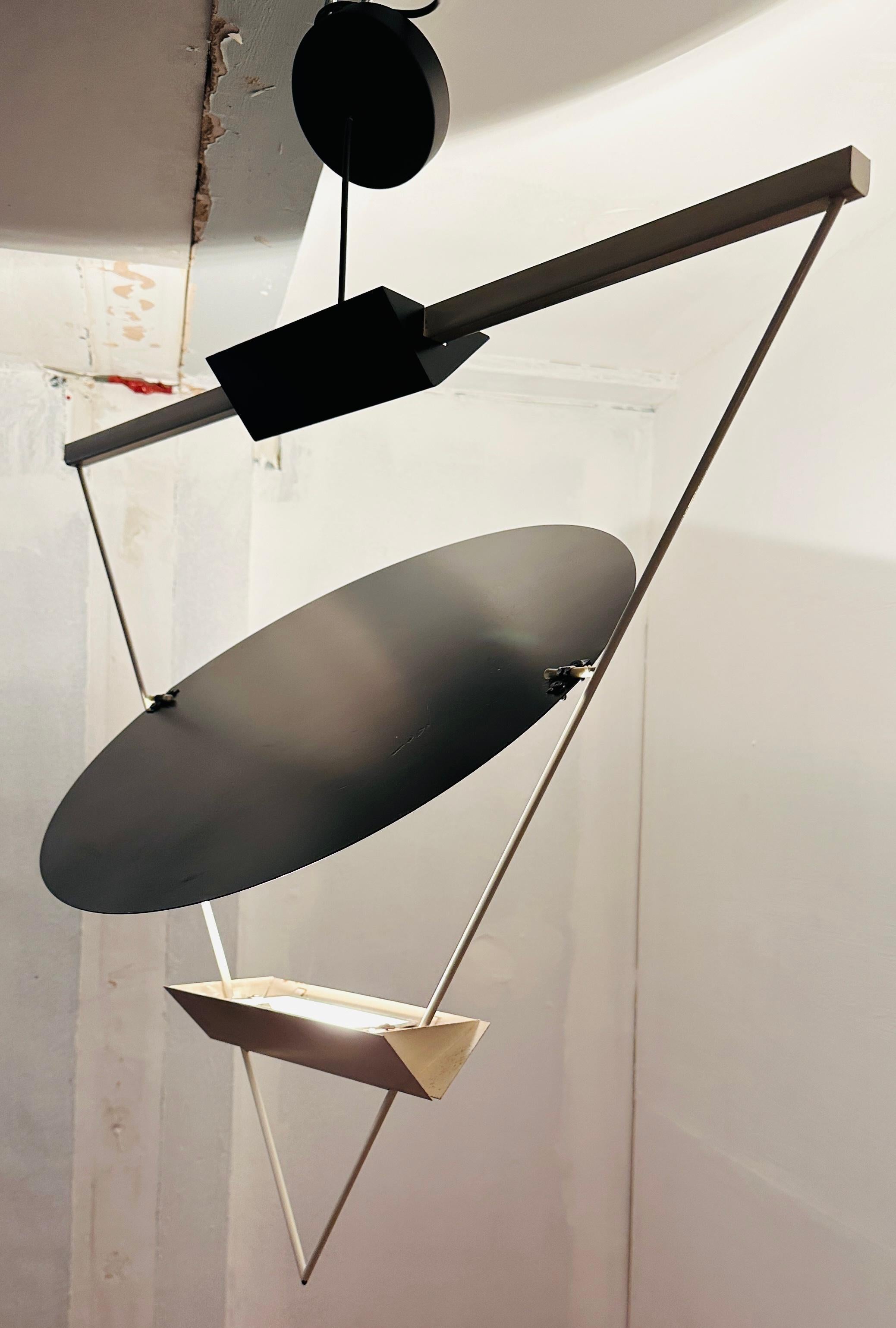 Modern 1980s Mario Botta Triangular Suspended Hanging Pendant Light for Artemide