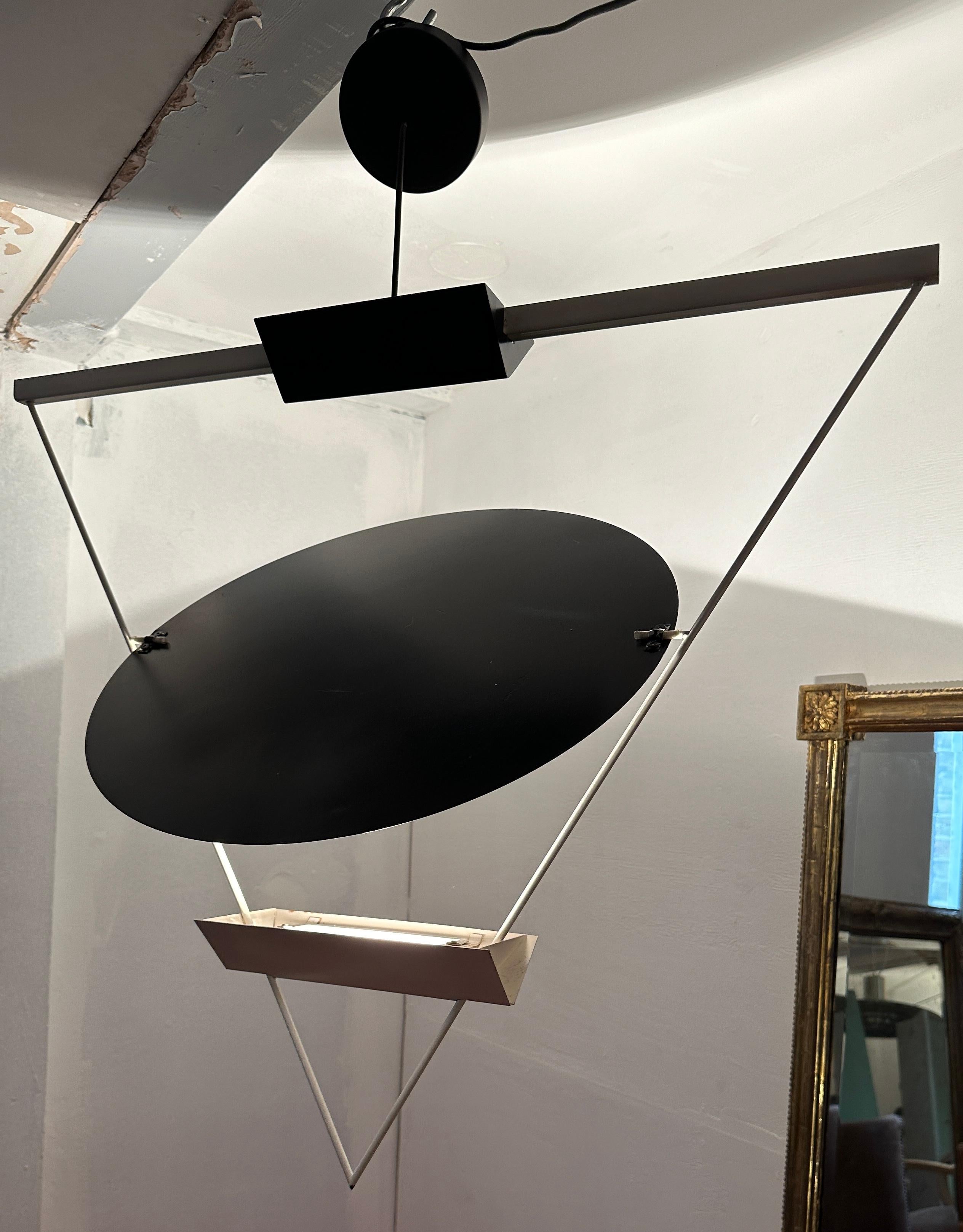 Italian 1980s Mario Botta Triangular Suspended Hanging Pendant Light for Artemide