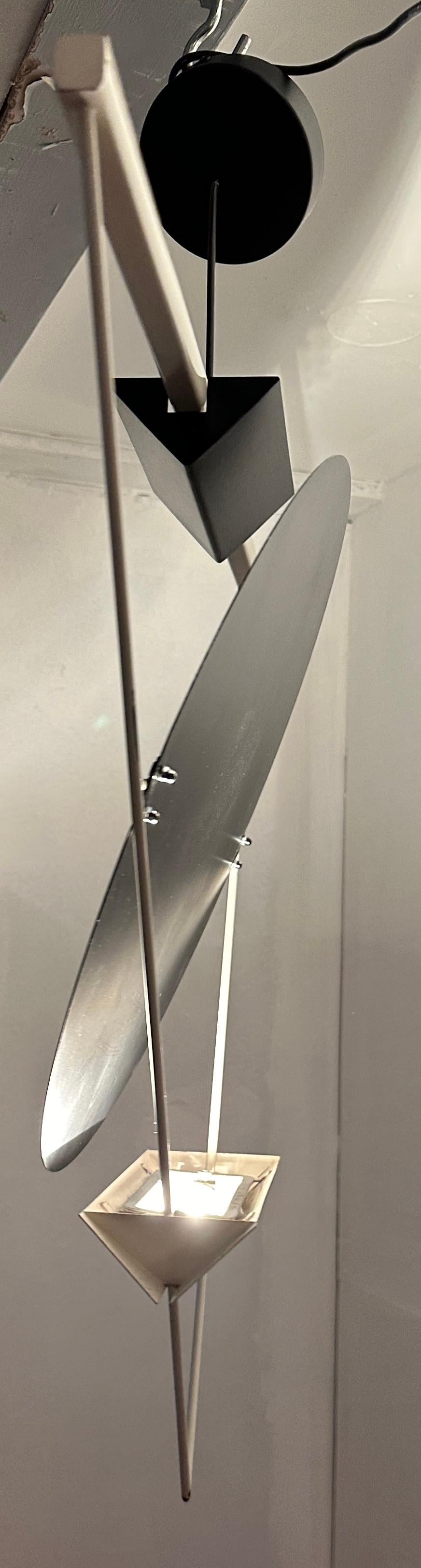 Painted 1980s Mario Botta Triangular Suspended Hanging Pendant Light for Artemide