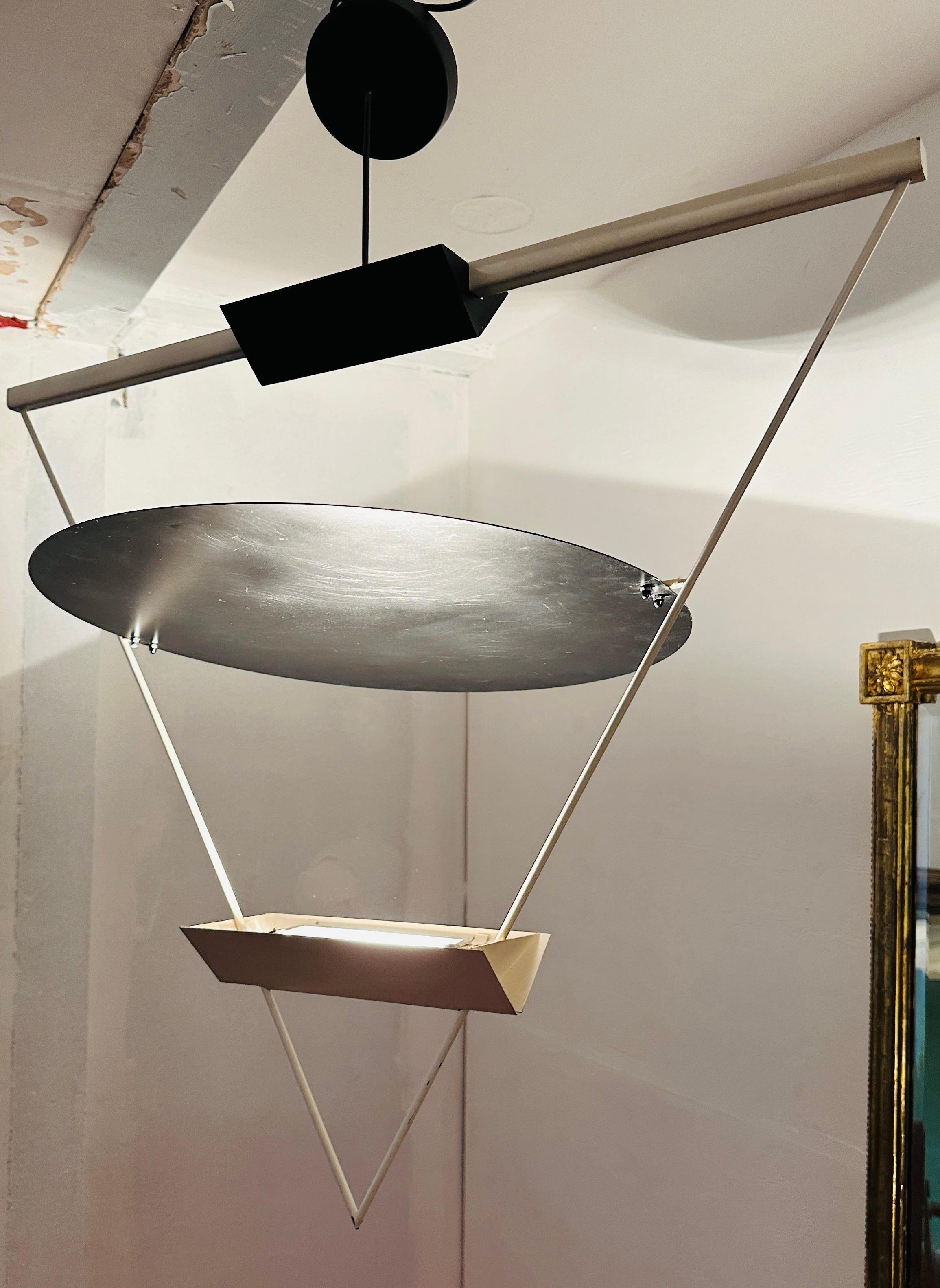Late 20th Century 1980s Mario Botta Triangular Suspended Hanging Pendant Light for Artemide