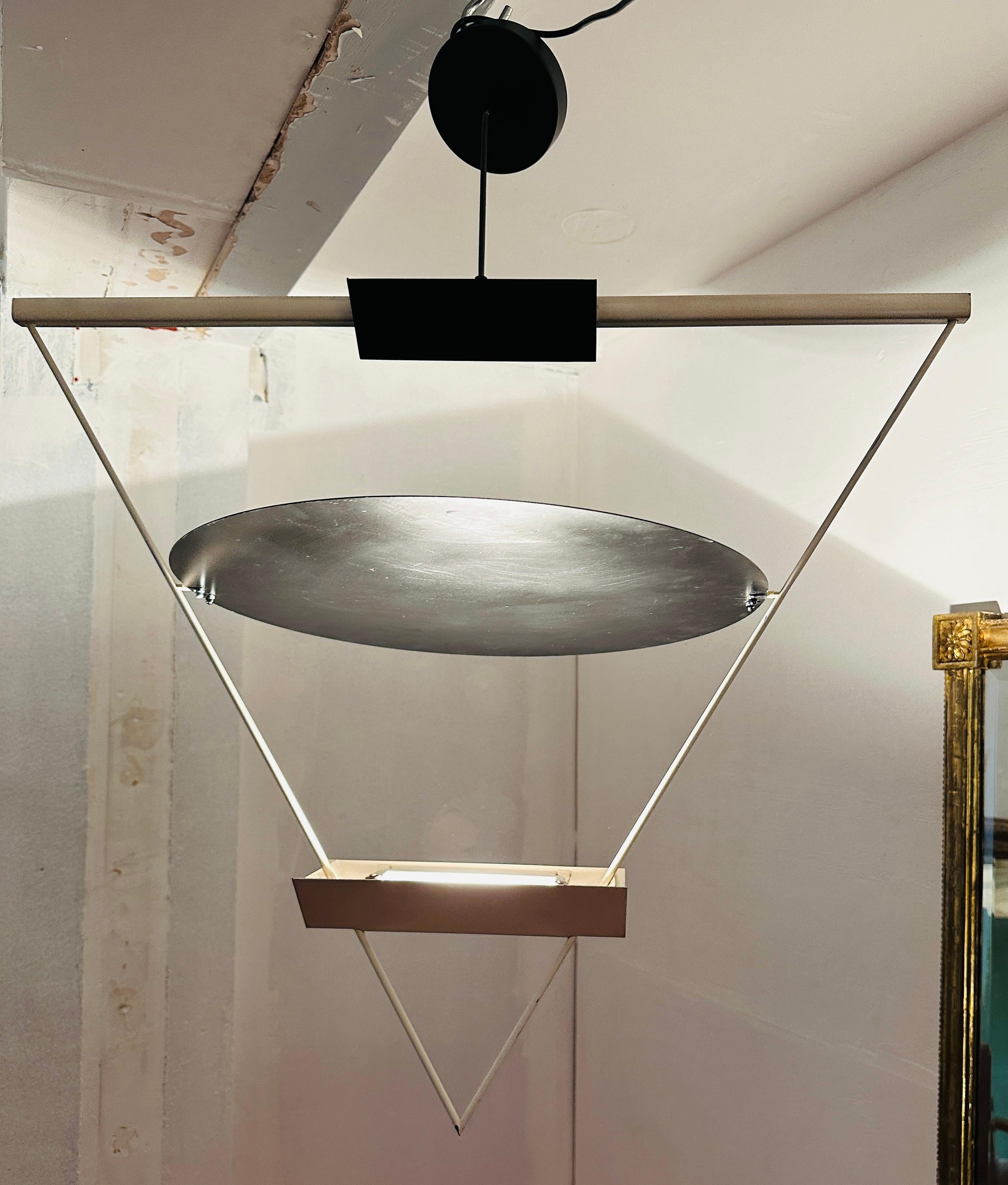 Metal 1980s Mario Botta Triangular Suspended Hanging Pendant Light for Artemide