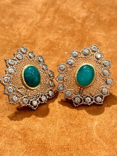 1980s Mario Buccellati Tulle Emerald and Diamond Earrings