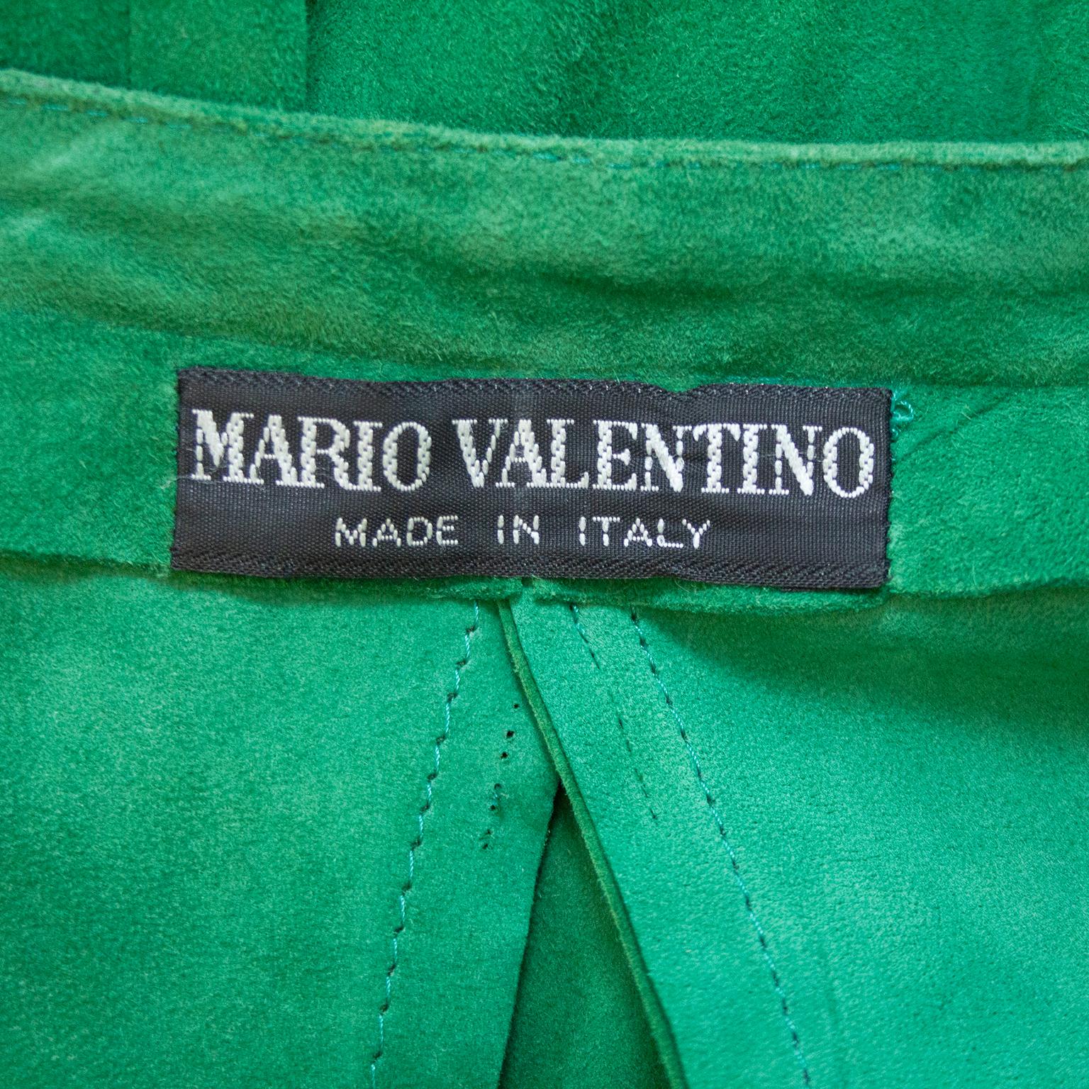 1980s Mario Valentino Kelly Green Suede Ensemble For Sale at 1stDibs
