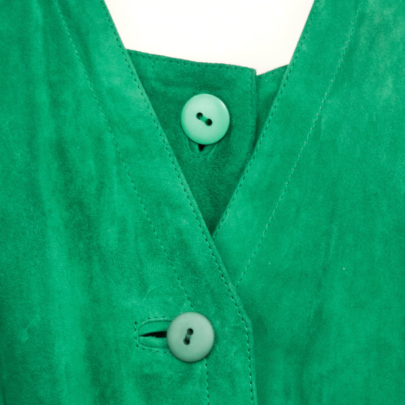 1980s Mario Valentino Kelly Green Suede Ensemble  For Sale 4
