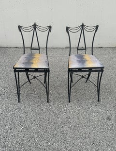 1980s - Mario Villa - A Rare Pair of Bespoke Steel & Bronze Patio Counter Stools