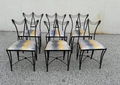 1980s - Mario Villa - A Rare set of 6 Bespoke Steel & Bronze Patio Dining Chairs