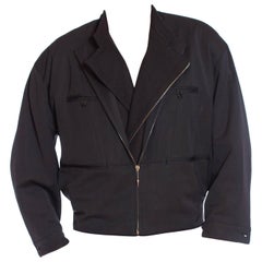 1980S MARITHE FRANCOIS GIRBAUD Grey Rayon & Wool Gabardine Men's Gaultier Style