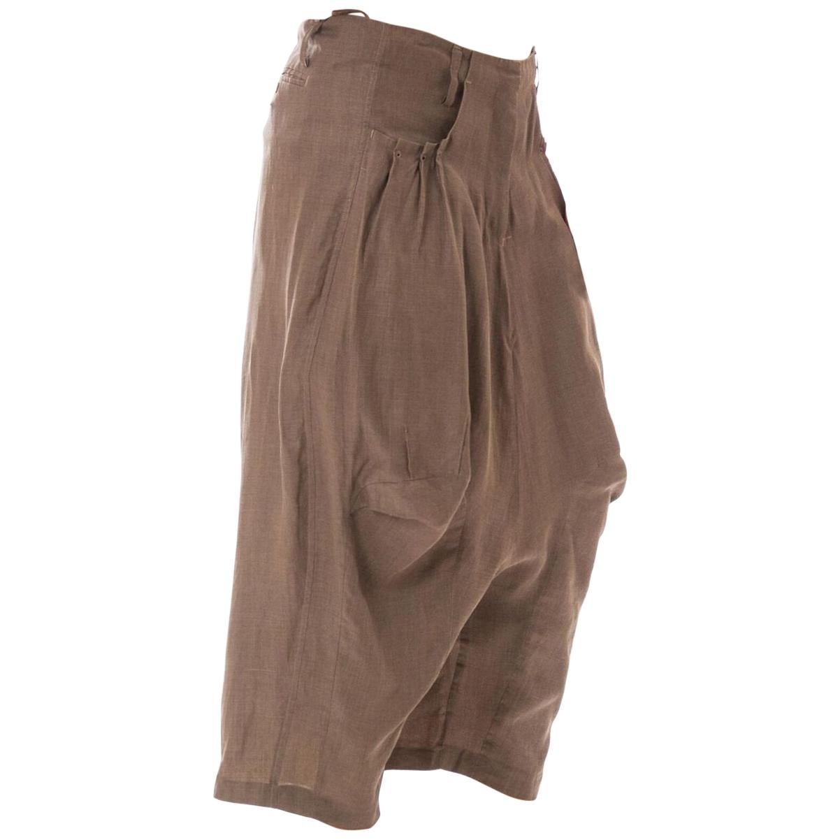 1980S MARITHE + FRANCOIS GIRBAUD Brown Linen Blend Pants For Sale at ...