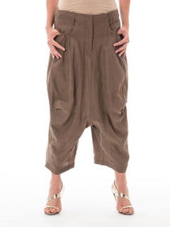 1980S MARITHE + FRANCOIS GIRBAUD Brown Linen Blend Pants