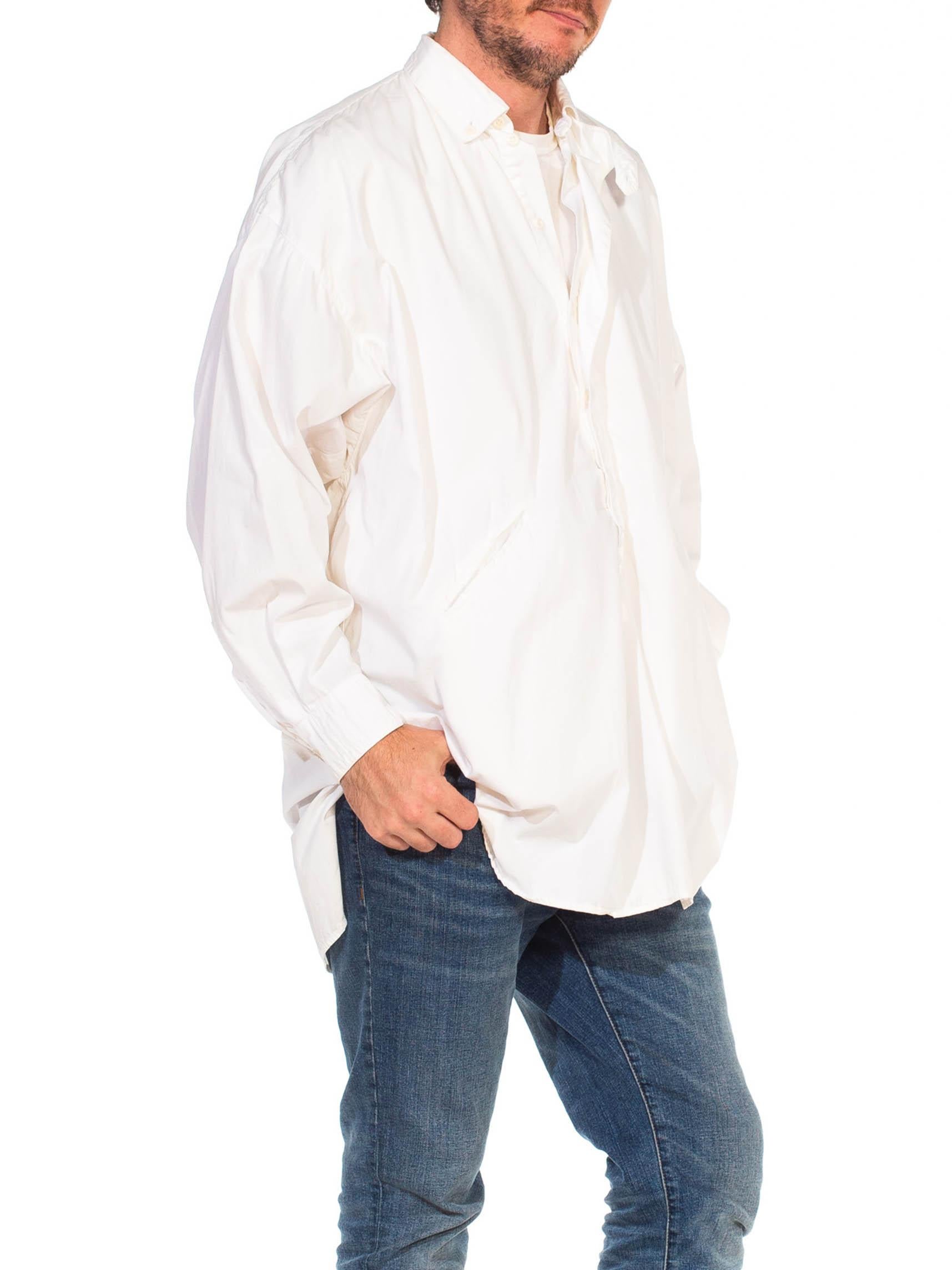 1980S MARITHE + FRANCOIS GIRBAUD White Cotton Pullover Shirt With Pockets In Excellent Condition In New York, NY