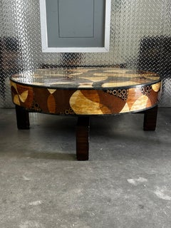 1980s Marquis Collection of Beverly Hills Wood Coffee Round Table