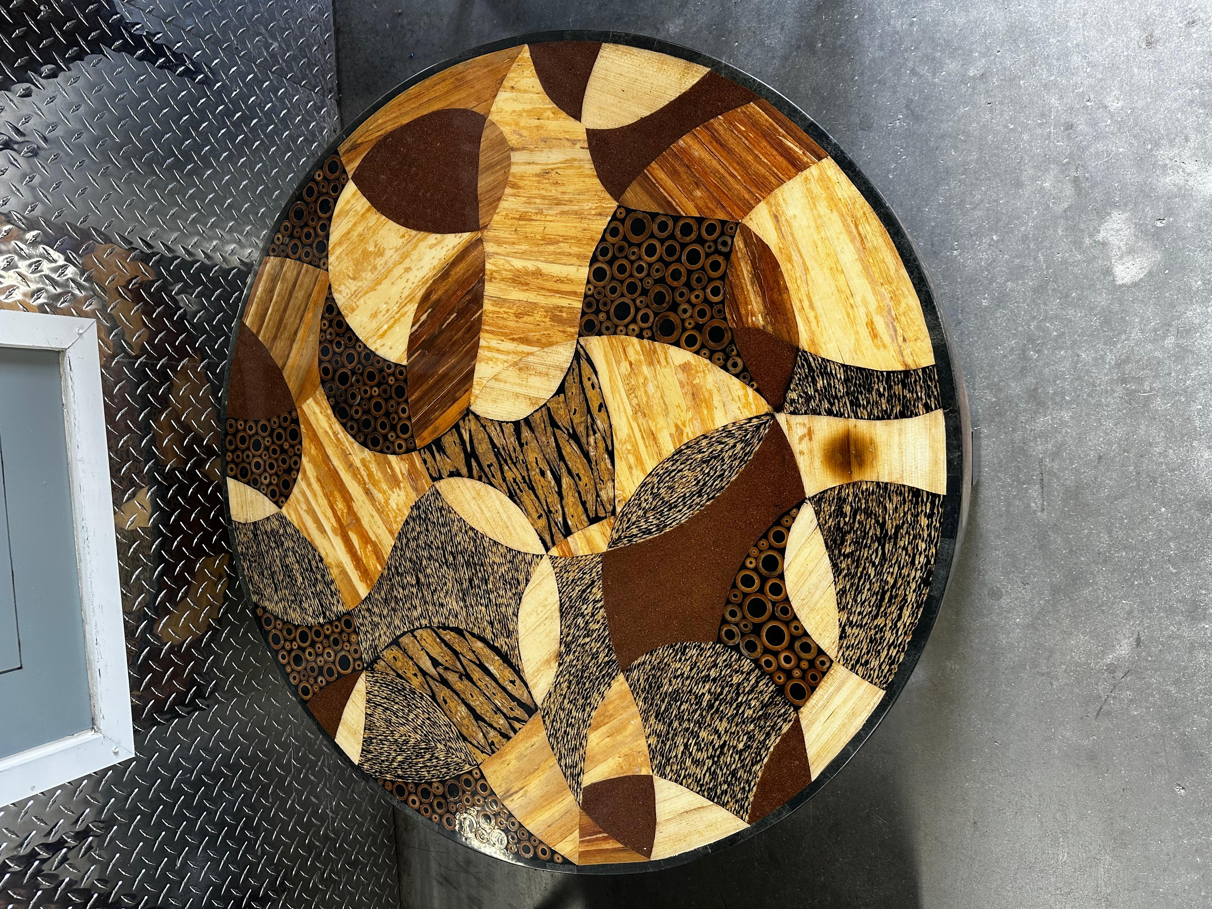 American 1980s Marquis Collection of Beverly Hills Wood Coffee Round Table For Sale