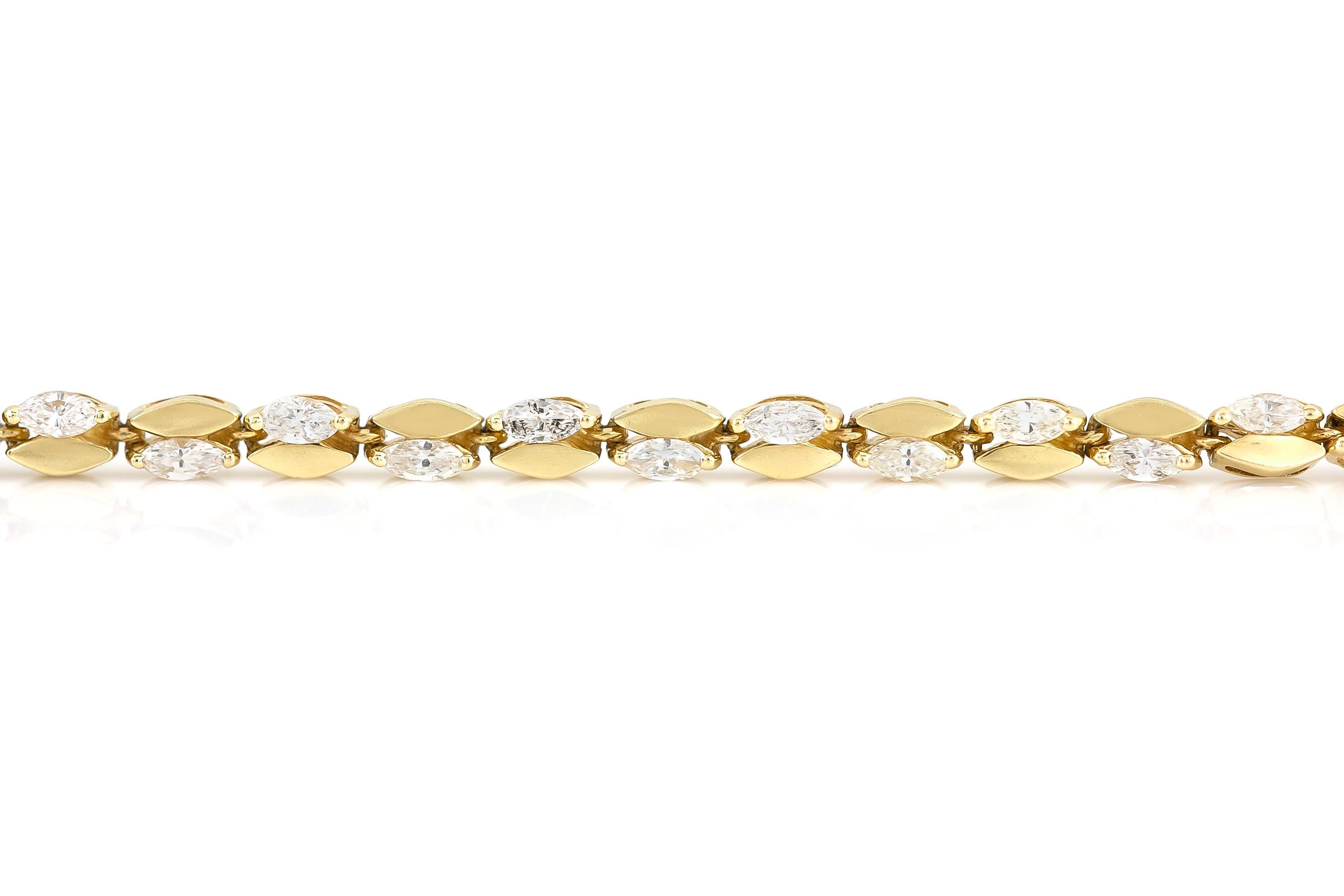 Marquise Cut 1980s Marquise Setting with Marquise Diamond Bracelet For Sale