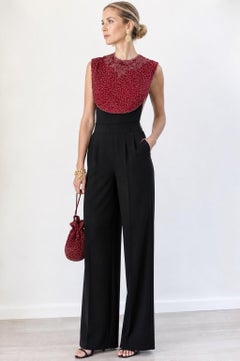 1980s Mary McFadden Beaded Silk Dickey Capelet Top with Matching Evening Bag Box