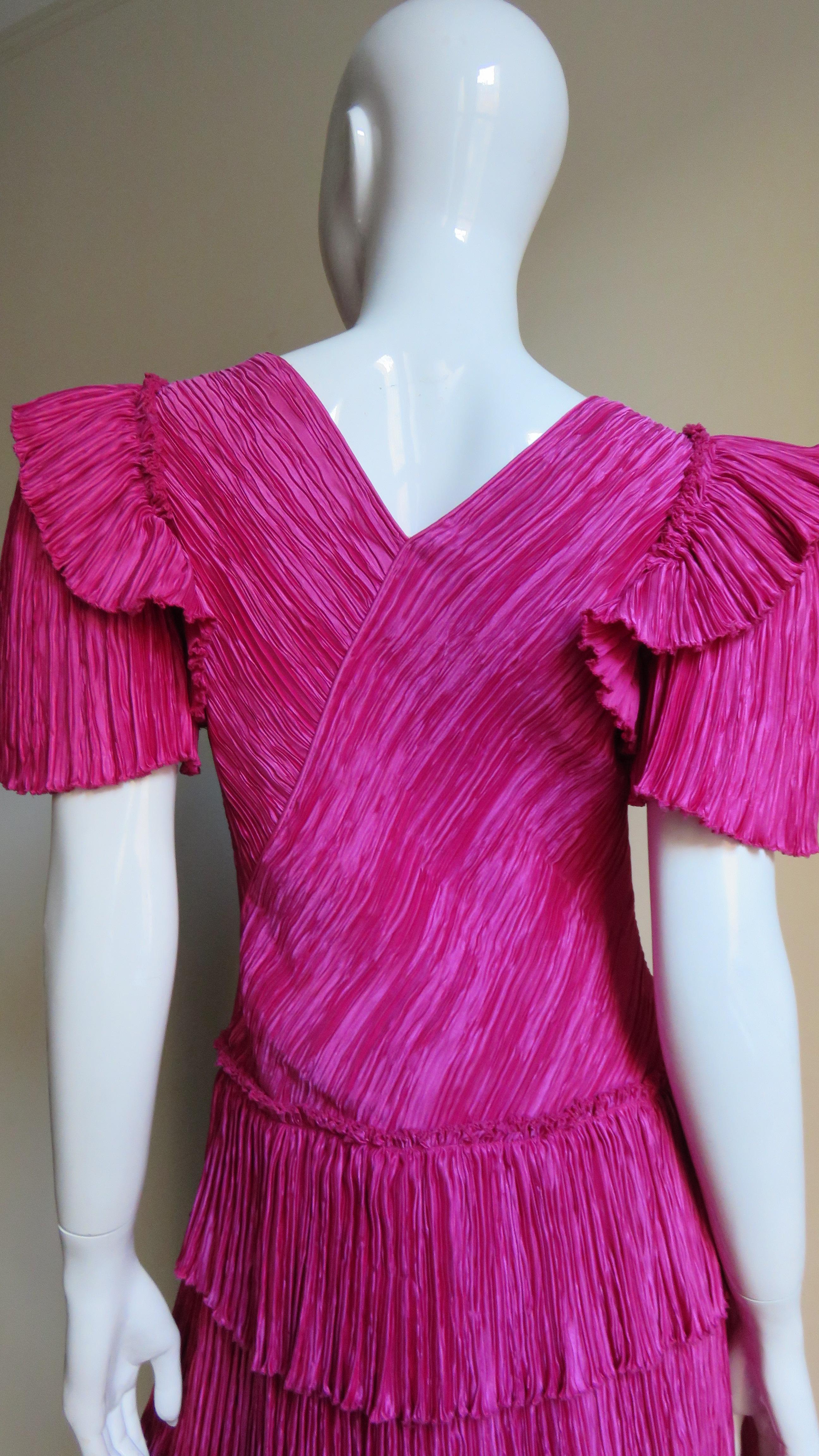 Mary McFadden Couture Silk Dress 1980s For Sale 3