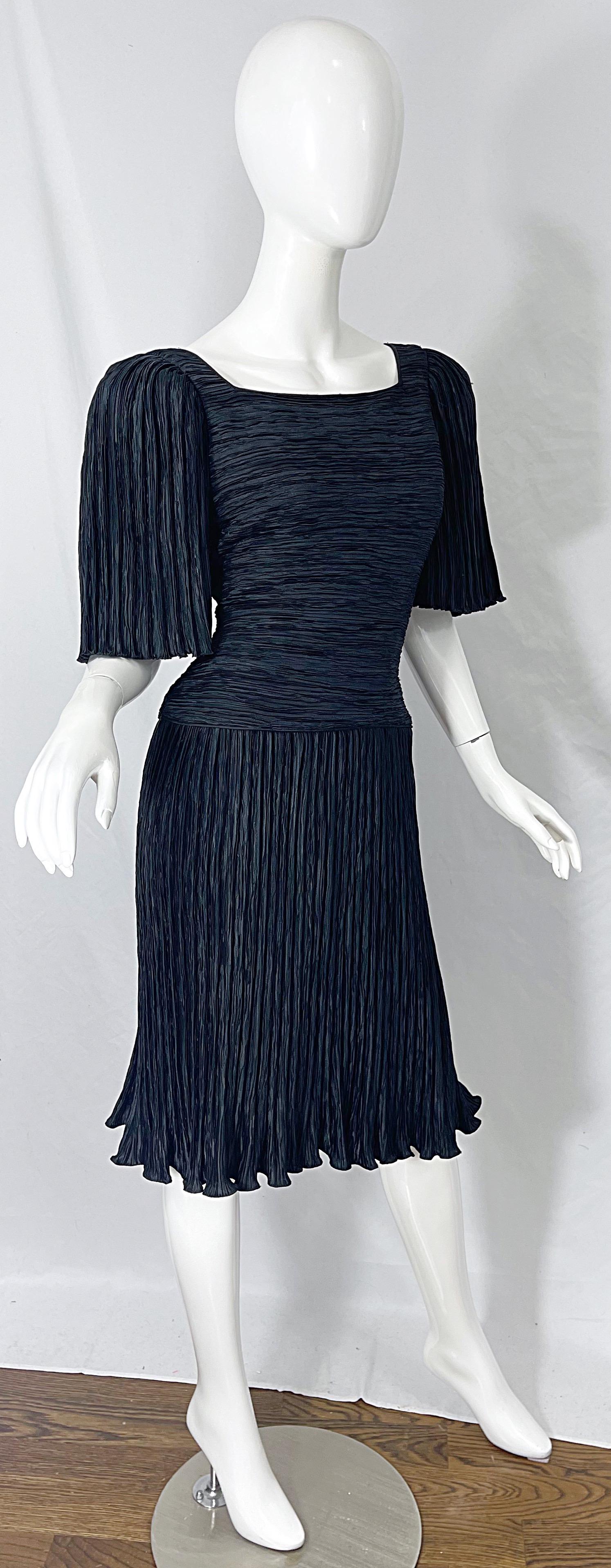 1980s Mary McFadden Couture Size 8 Black Fortuny Pleated Vintage 80s Dress 7