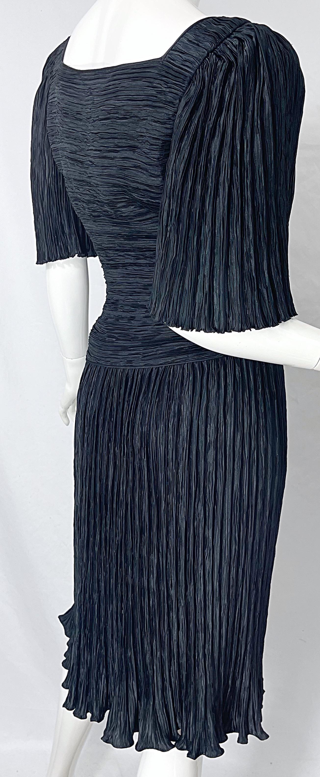 1980s Mary McFadden Couture Size 8 Black Fortuny Pleated Vintage 80s Dress 8
