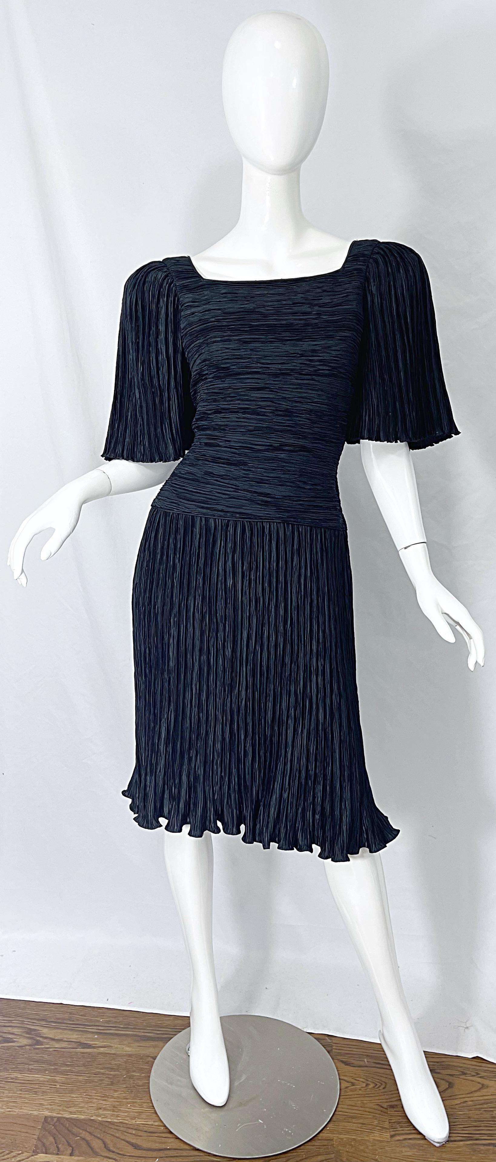 1980s Mary McFadden Couture Size 8 Black Fortuny Pleated Vintage 80s Dress 9