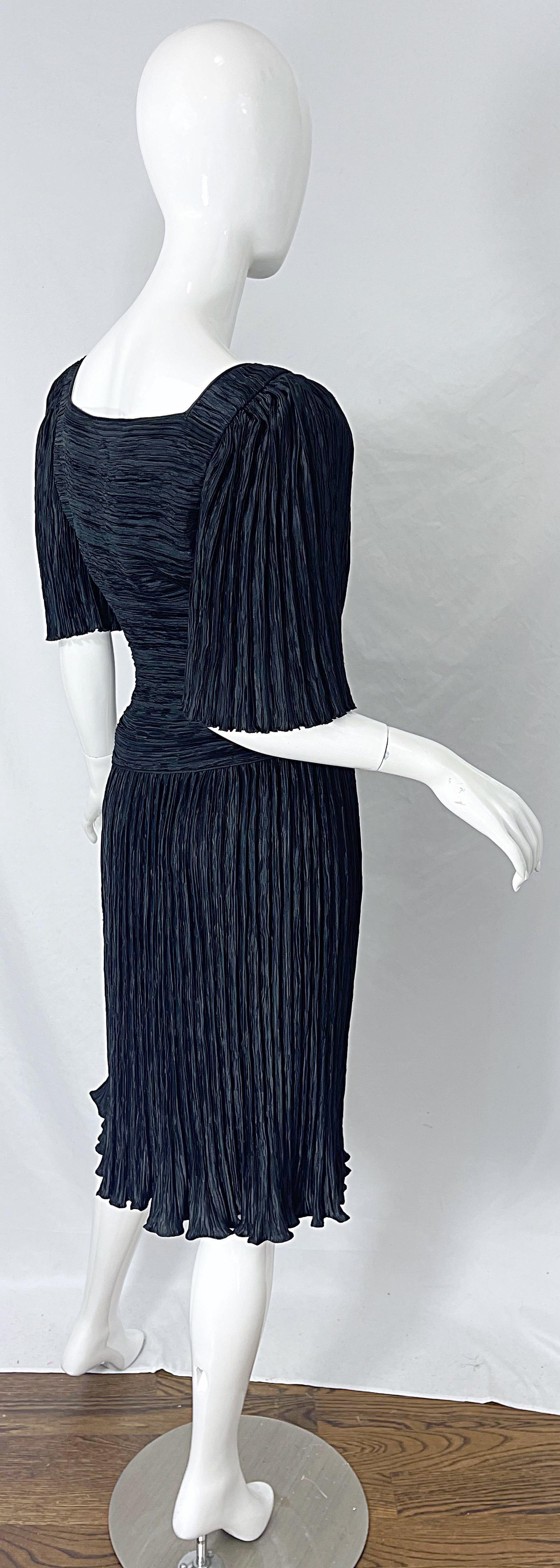 1980s Mary McFadden Couture Size 8 Black Fortuny Pleated Vintage 80s Dress 1