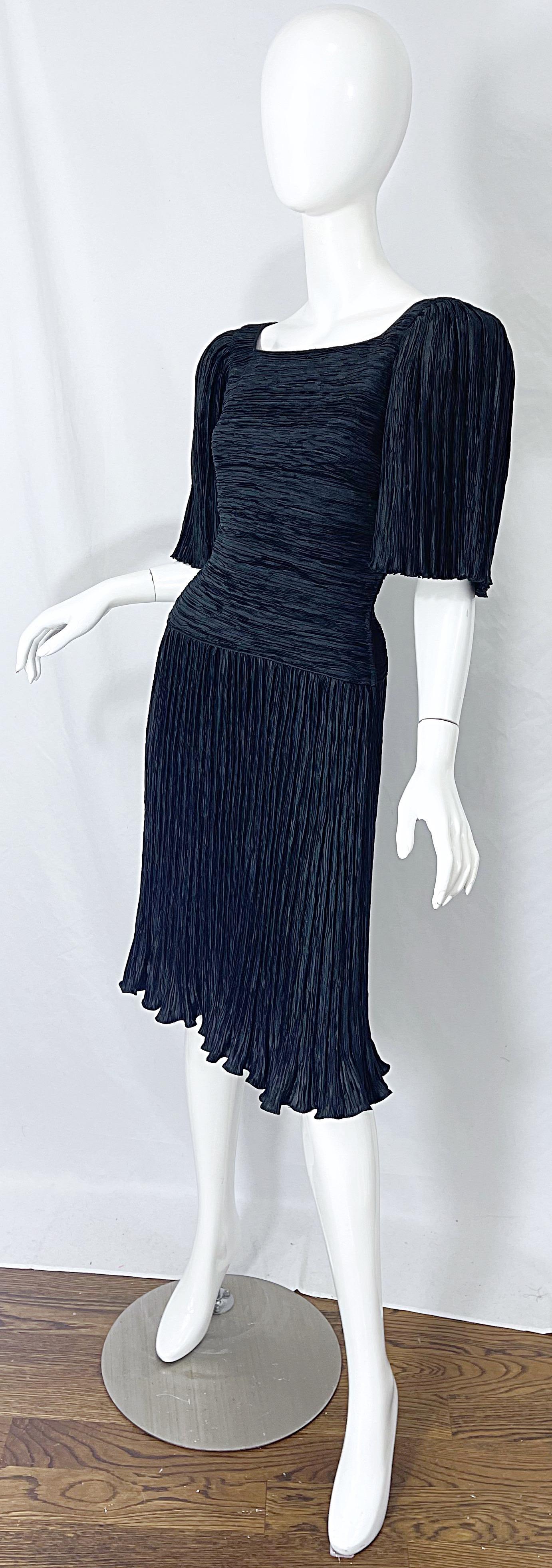 1980s Mary McFadden Couture Size 8 Black Fortuny Pleated Vintage 80s Dress 2