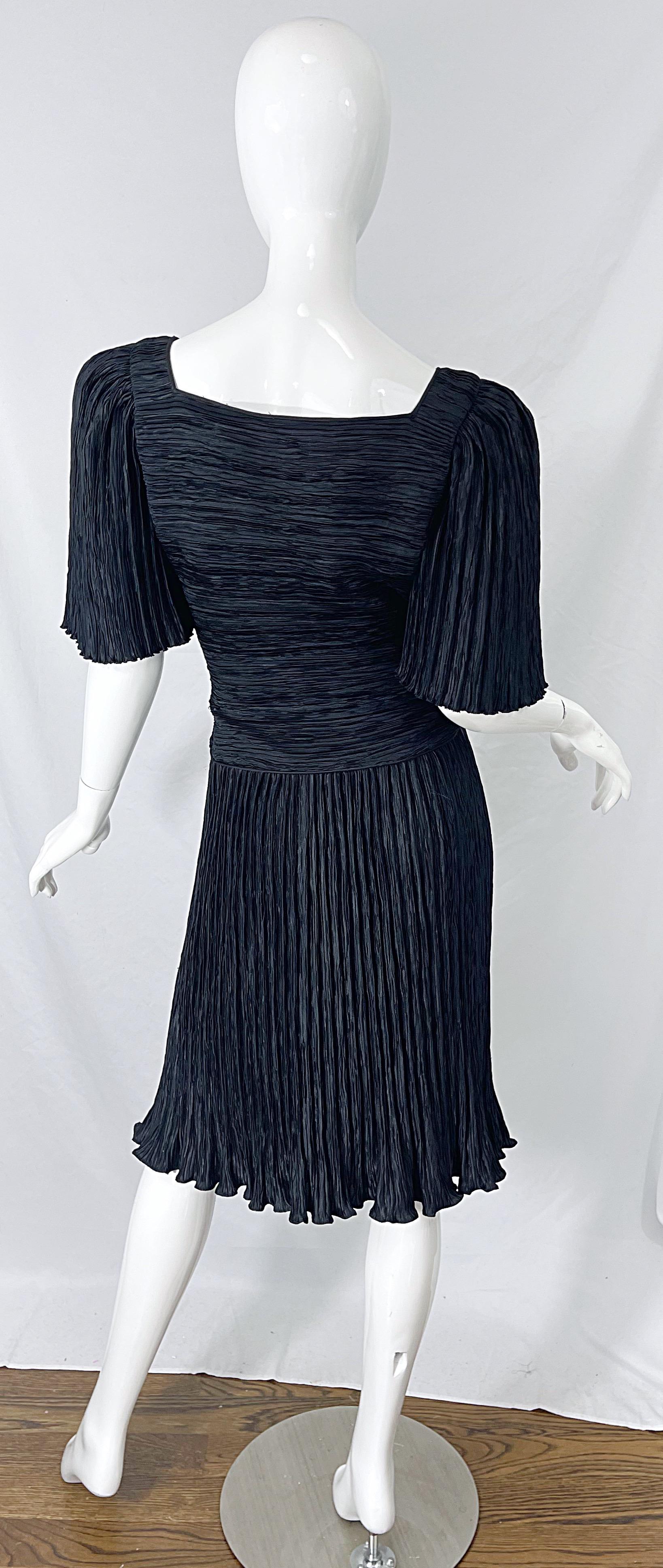 1980s Mary McFadden Couture Size 8 Black Fortuny Pleated Vintage 80s Dress 3
