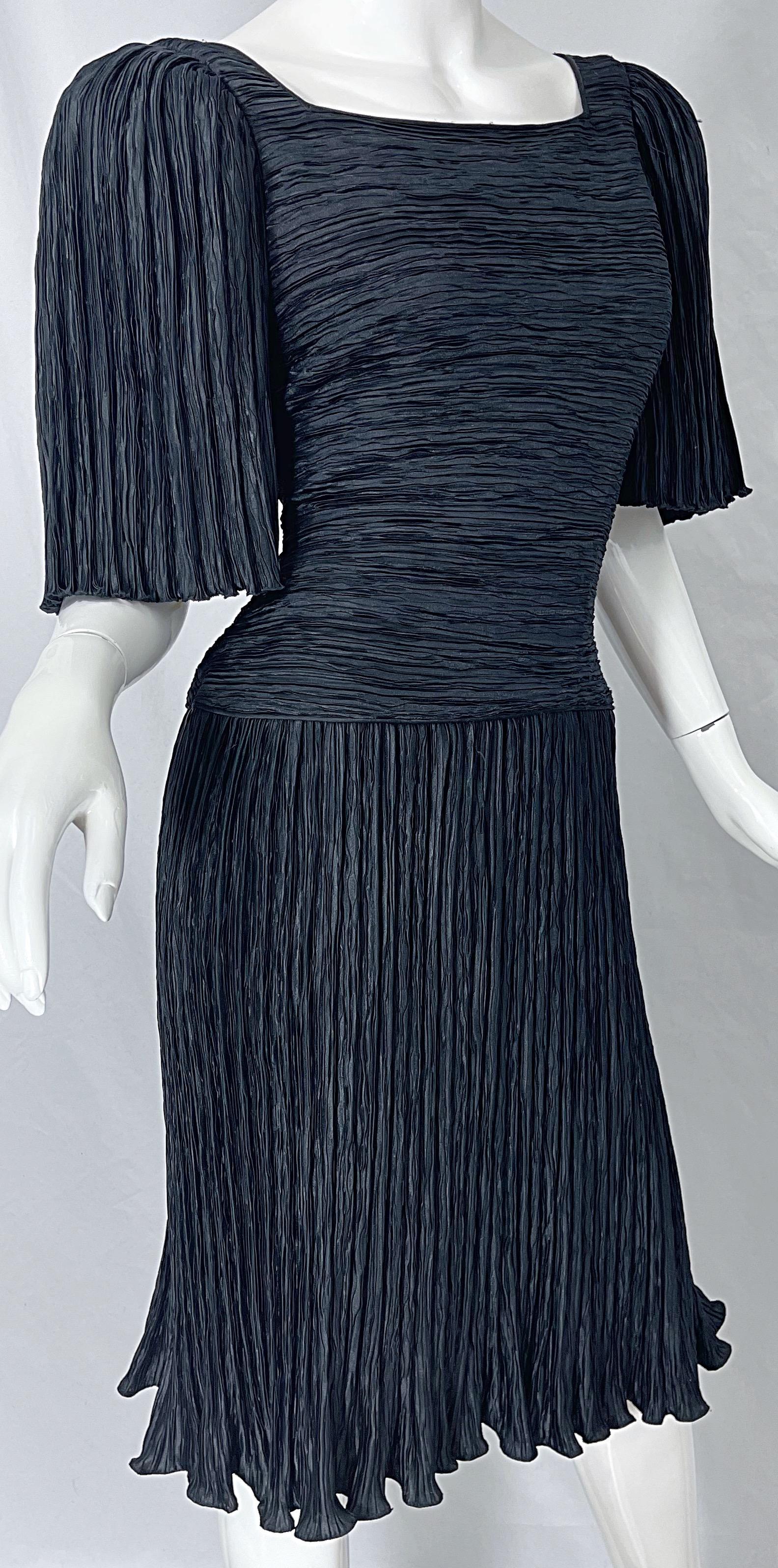 1980s Mary McFadden Couture Size 8 Black Fortuny Pleated Vintage 80s Dress 4