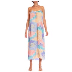 Robe MARY MCFADDEN des années 1980 en jacquard de polyester multicolore pastel