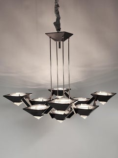 1980s , Massive 9 Lights  Halogen Chandelier