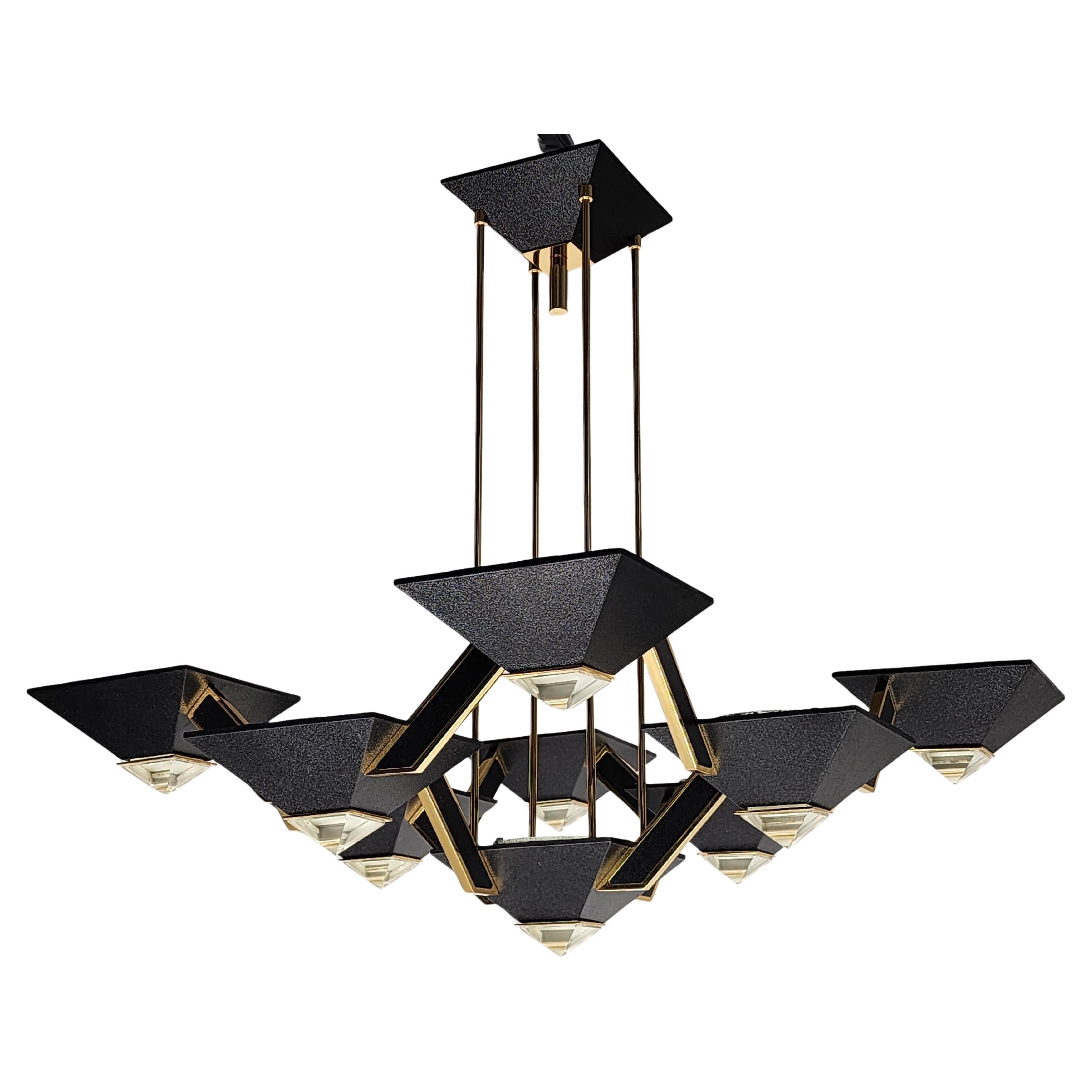 1980er Jahre, Massive 9 Lights  Halogen-Kronleuchter