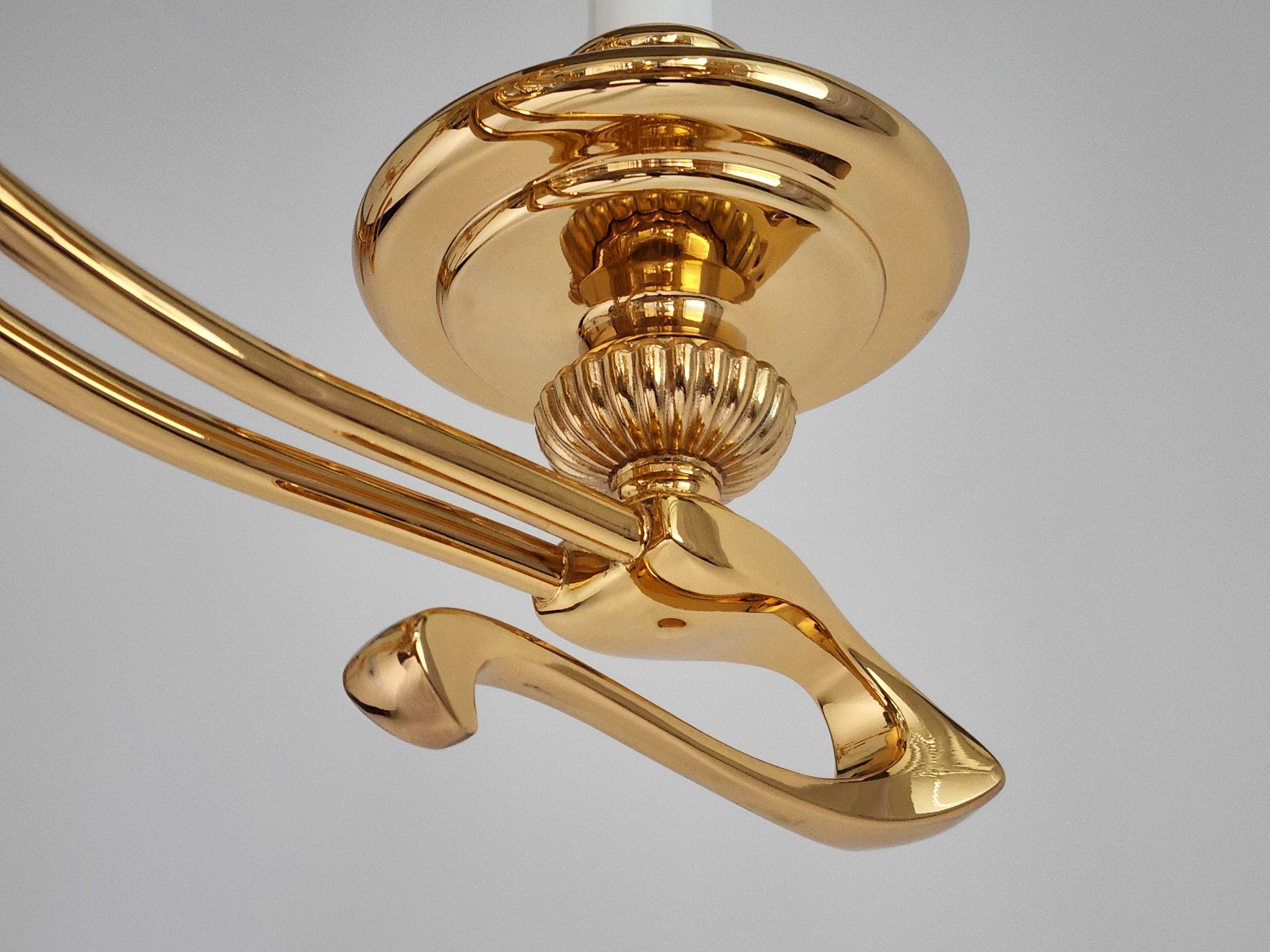 1980s Massive Art Nouveau Style Gold Plated Chandelier, Italy 11
