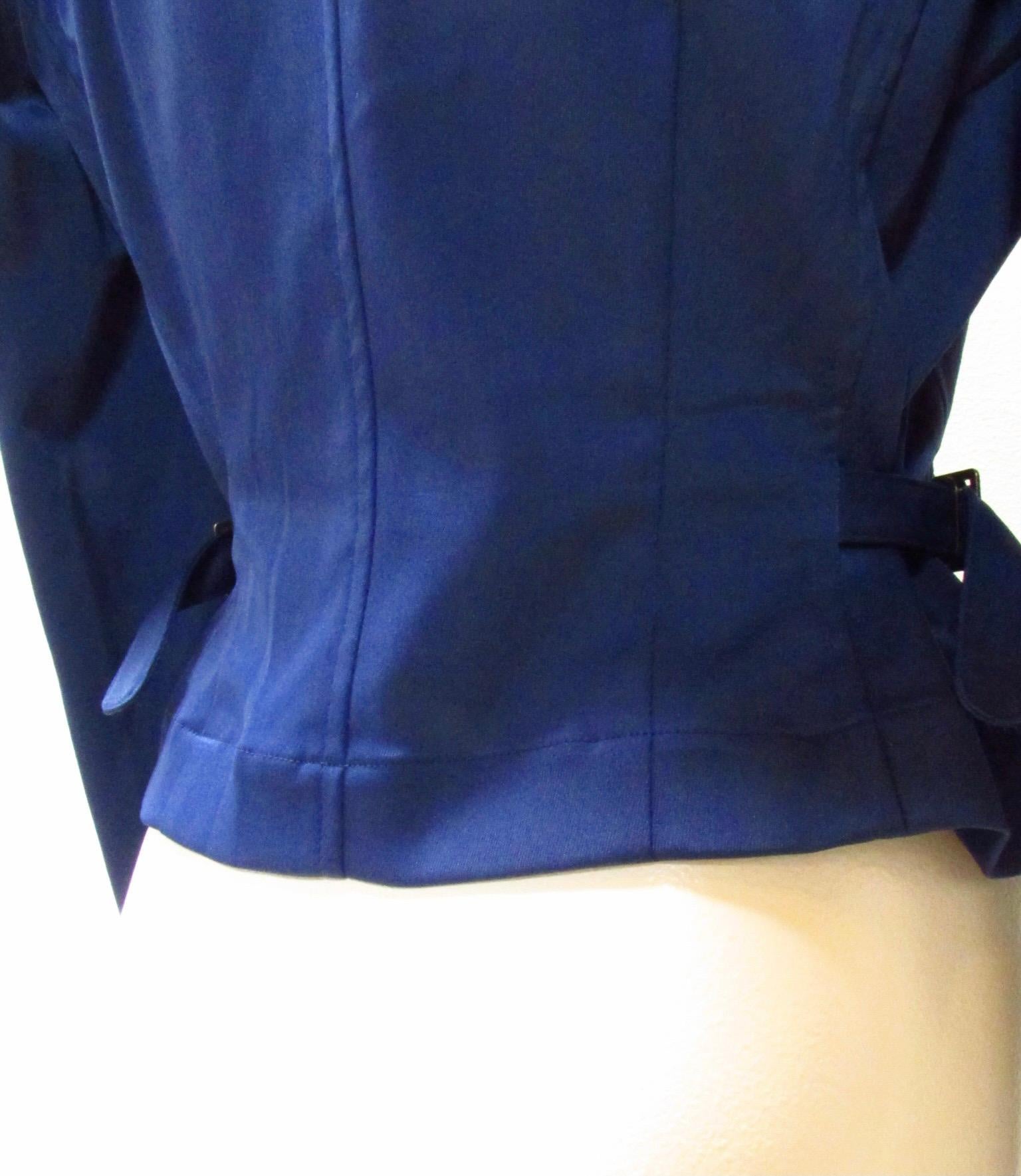 1980's Matsuda Cobalt Blue Fitted Moto Jacket For Sale 2