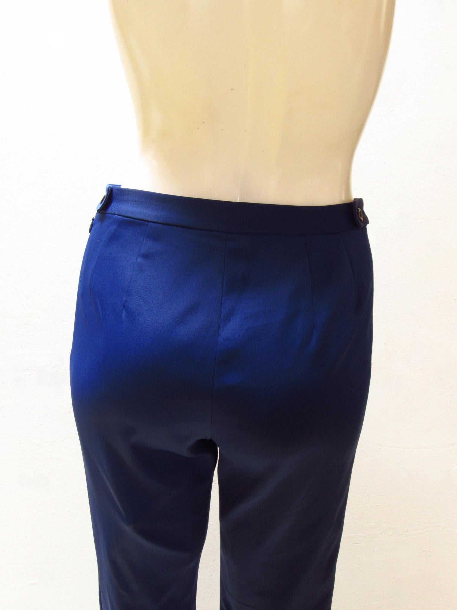 1980er Matsuda Kobaltblaue ausgestellte Hose mit hoher Taille (Blau) im Angebot