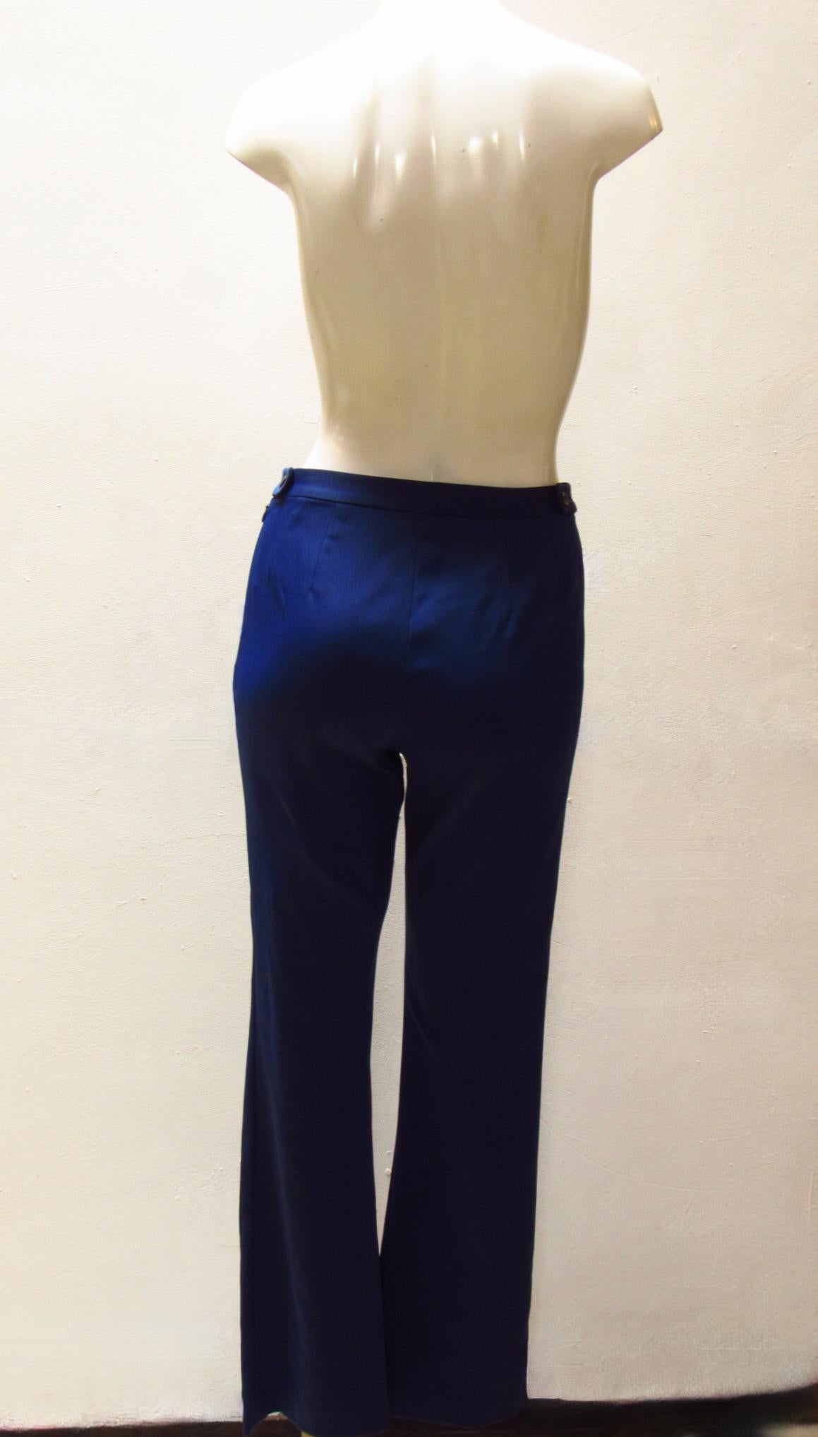 1980er Matsuda Kobaltblaue ausgestellte Hose mit hoher Taille im Zustand „Neu“ im Angebot in Laguna Beach, CA