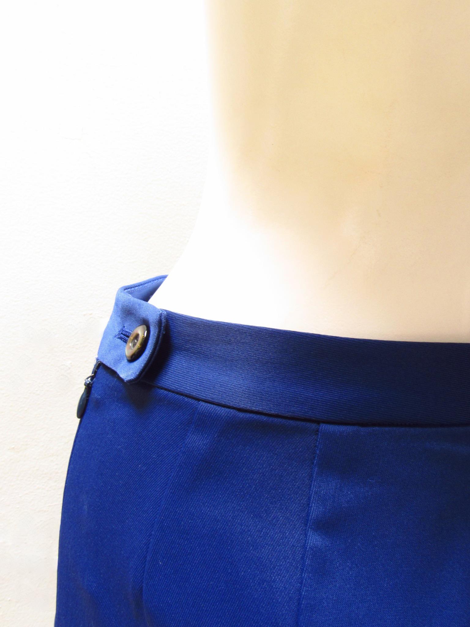 1980's Matsuda Cobalt Blue High Waist Flared Pants In New Condition For Sale In Laguna Beach, CA