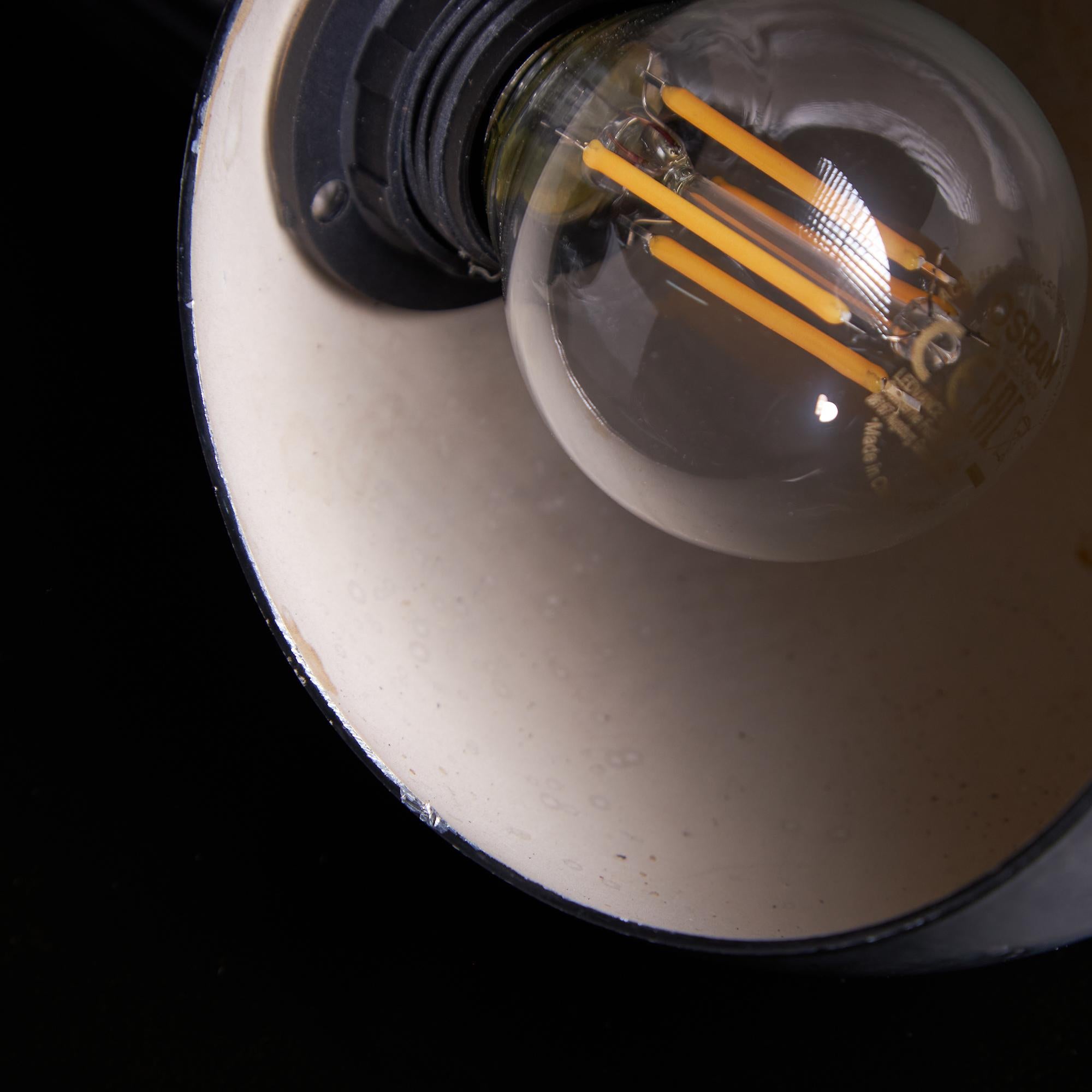 Late 20th Century 1980s Matt Black Table Lamp with Spherical Hood For Sale