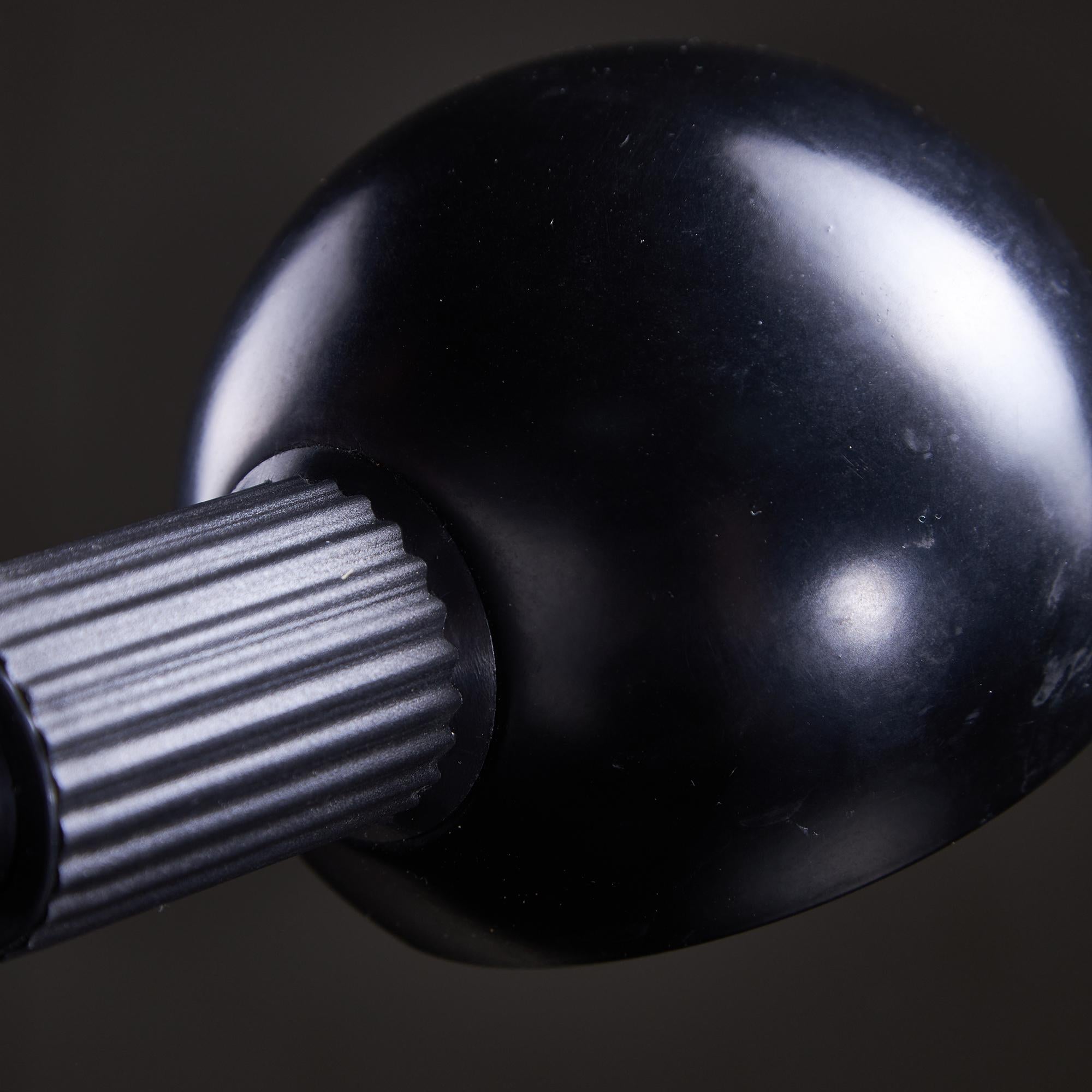 1980s Matt Black Table Lamp with Spherical Hood For Sale 1