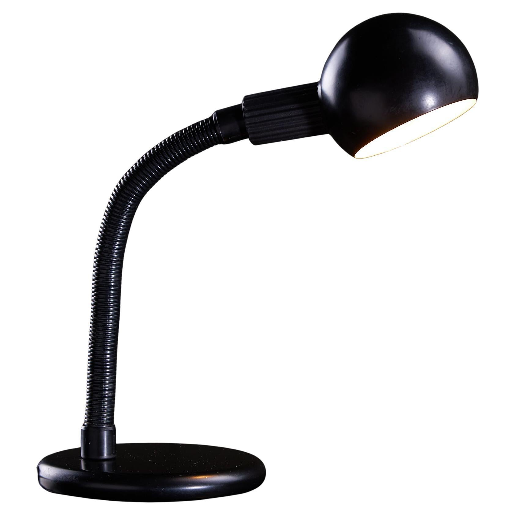 1980s Matt Black Table Lamp with Spherical Hood