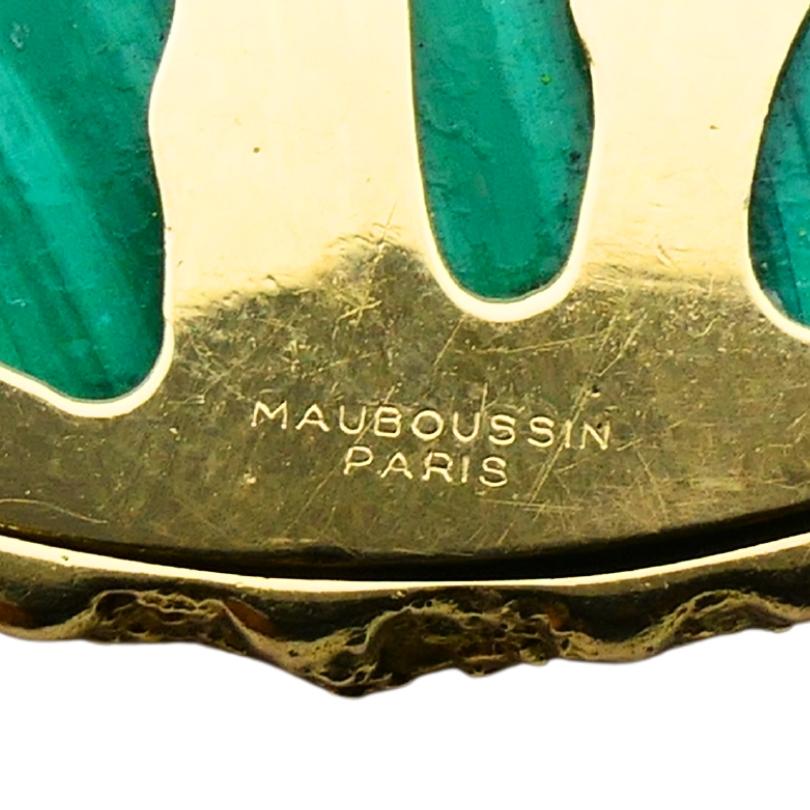 1980 Mauboussin Paris Collier à pendentifs en or 18k et malachite en vente 2