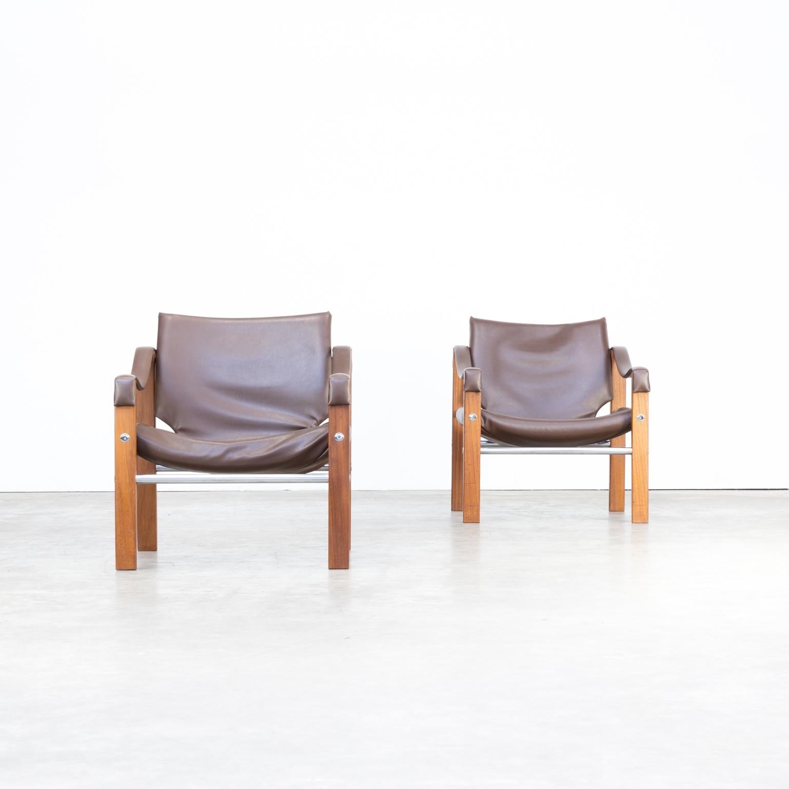 British 1980s Maurice Burke ‘Safari’ Leather Lounge Chair for Arkana Set or 2 For Sale