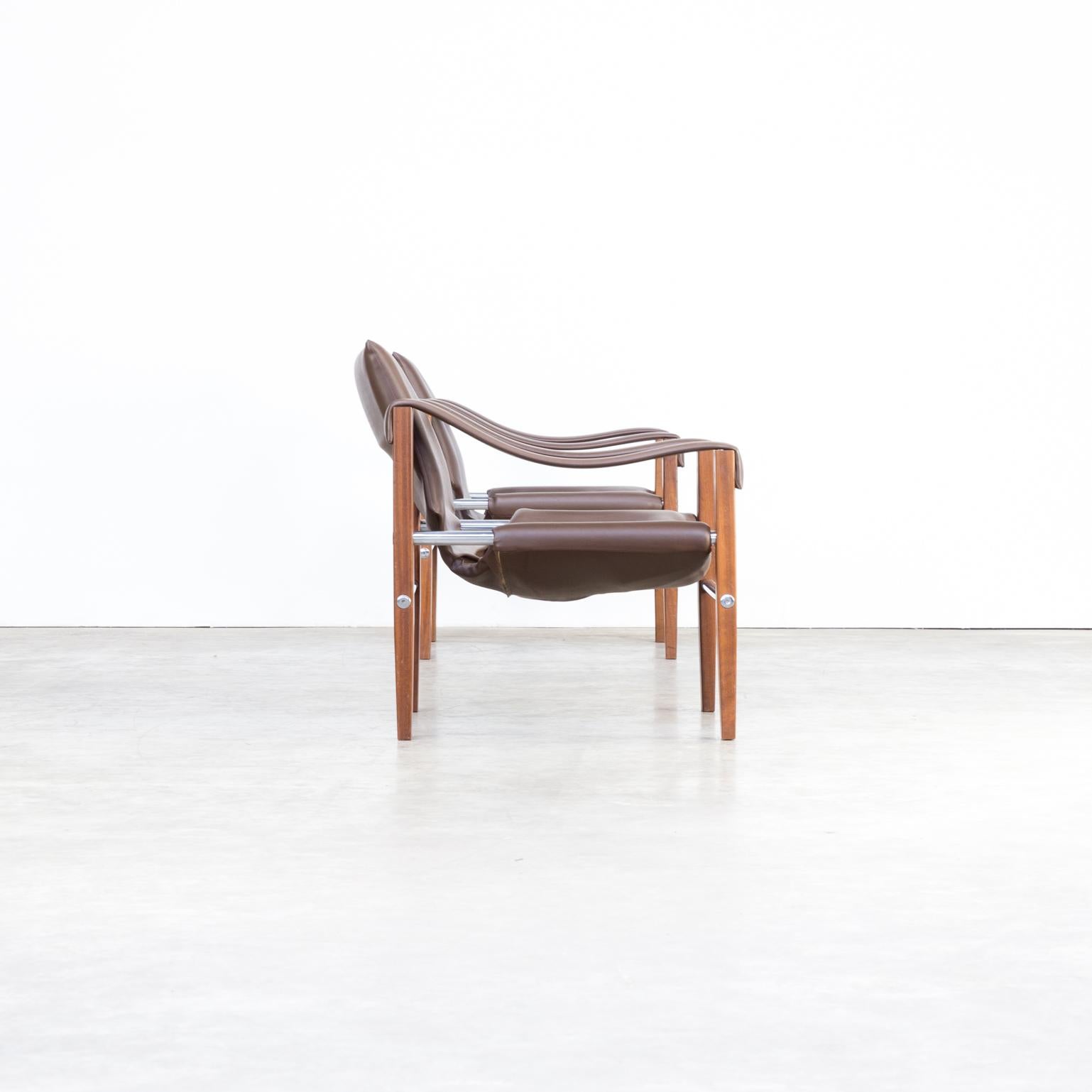 Late 20th Century 1980s Maurice Burke ‘Safari’ Leather Lounge Chair for Arkana Set or 2 For Sale