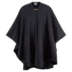 1980s Maurice Daquin Black Felt Wool Cape Coat